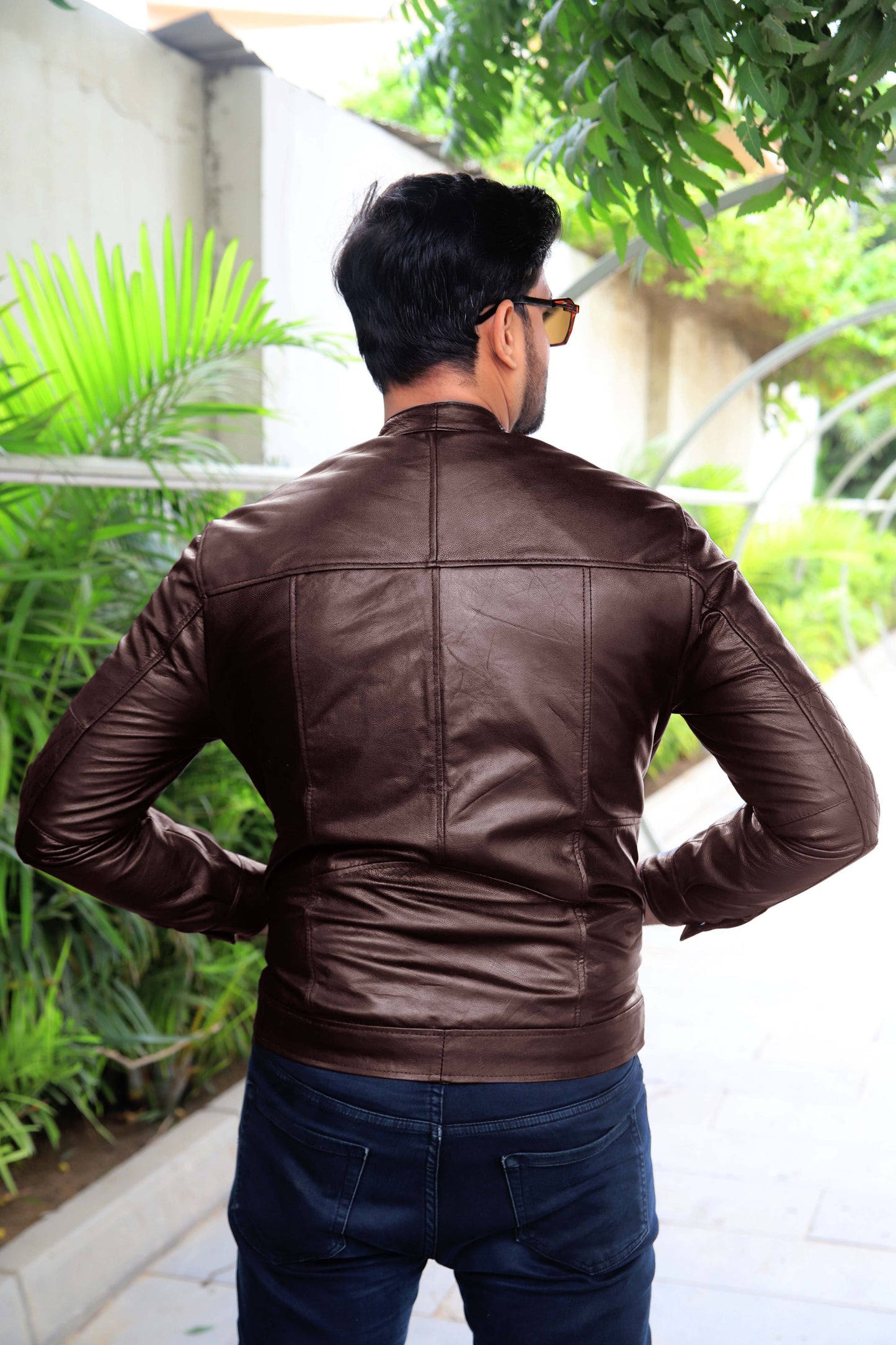 KHANPUR JACKET Men's Leather Jacket, Diamond Style Leather Jacket For Men, Biker Leather Jacket For Men- Brown