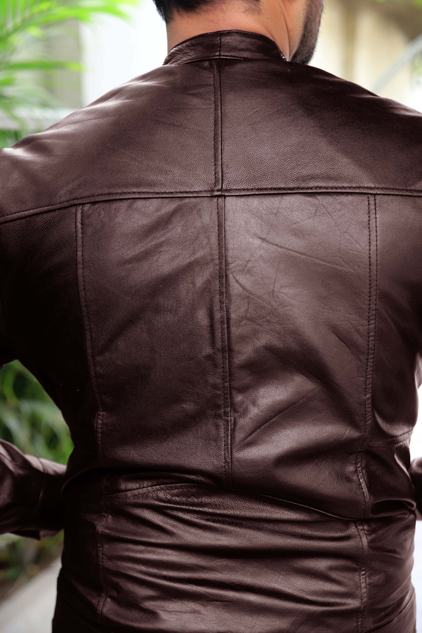 KHANPUR JACKET Men's Leather Jacket, Diamond Style Leather Jacket For Men, Biker Leather Jacket For Men- Brown