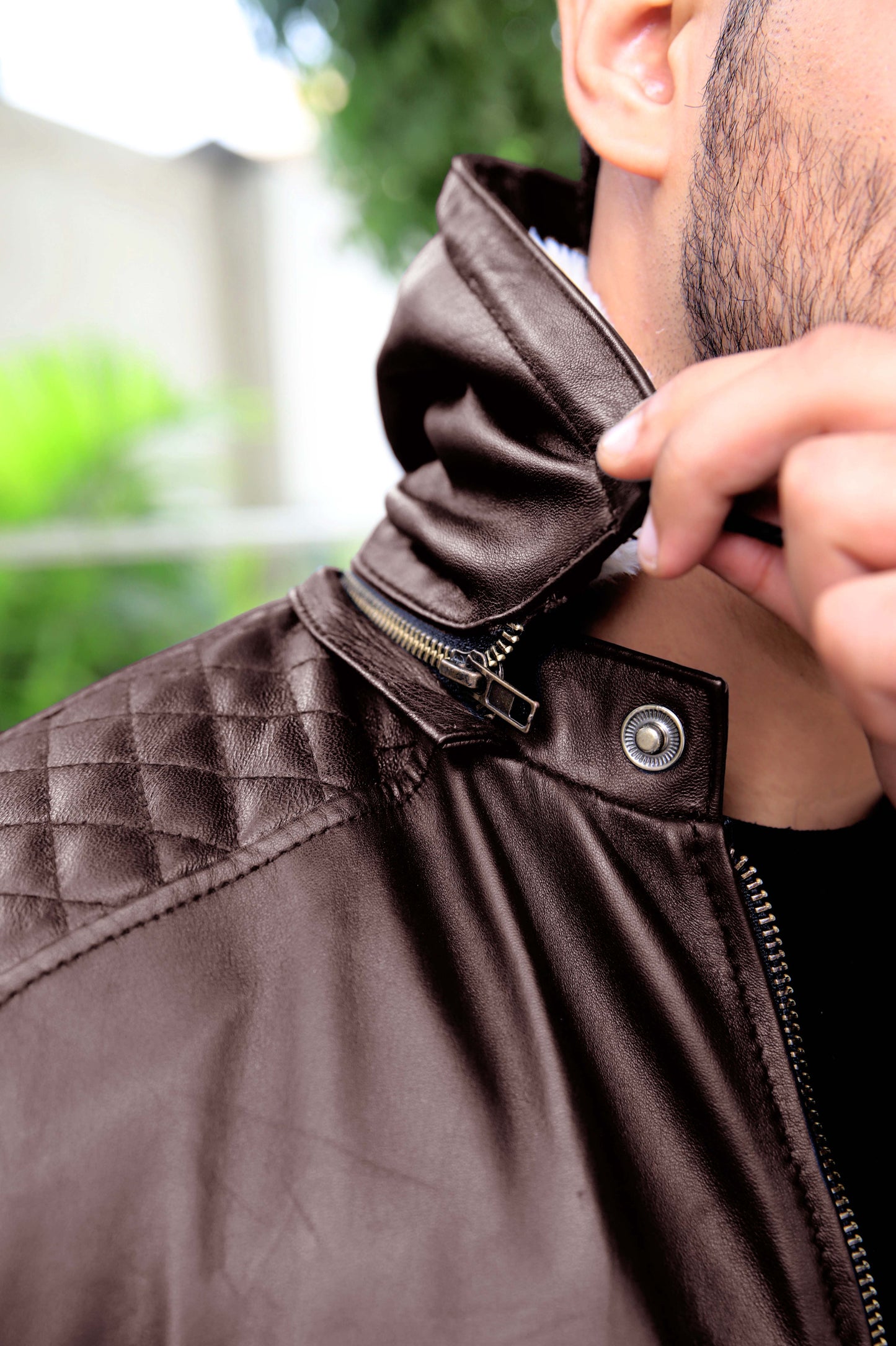KOHAT JACKET Men's Leather Jacket With Fur Inner & (Removeable Hood), Biker Hooded Leather Jacket For Men- Brown