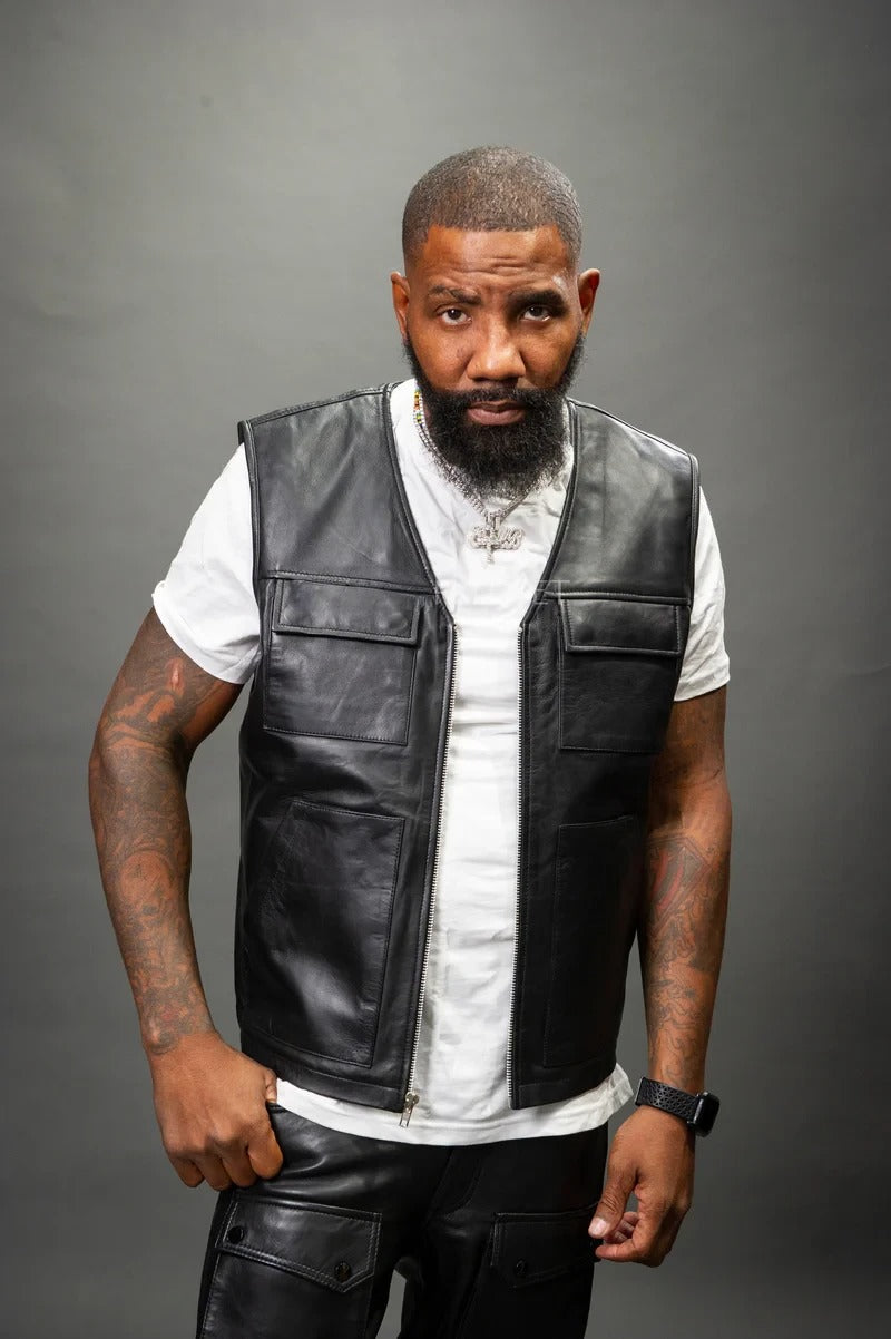 MARDAN VEST Genuine Leather Military Style Formal Vest For Men