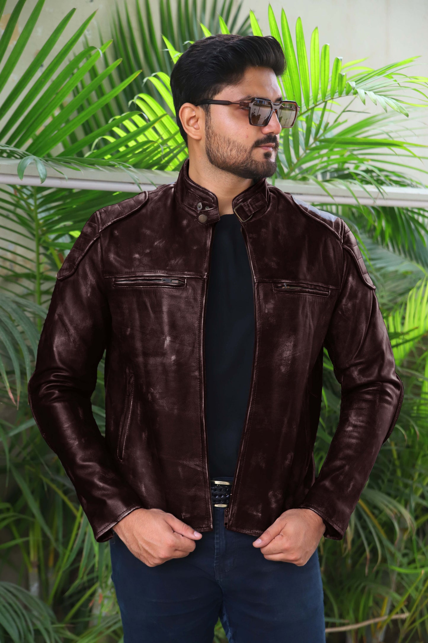 SADIQABAD JACKET Men's Leather Jacket Vintage Black Leather Jacket- Vintage Brown