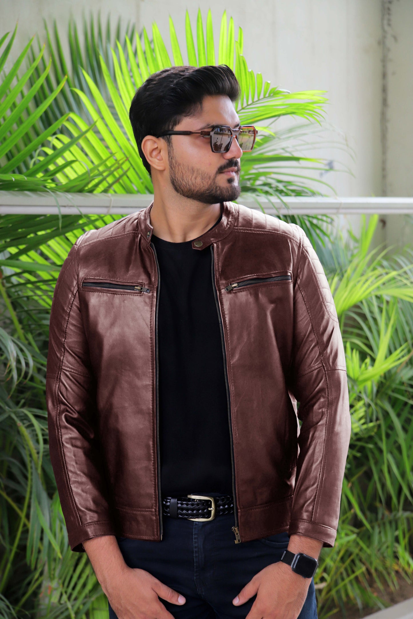 TURBAT JACKET Men's Leather Jacket, Biker Leather Jacket For Men- Brown