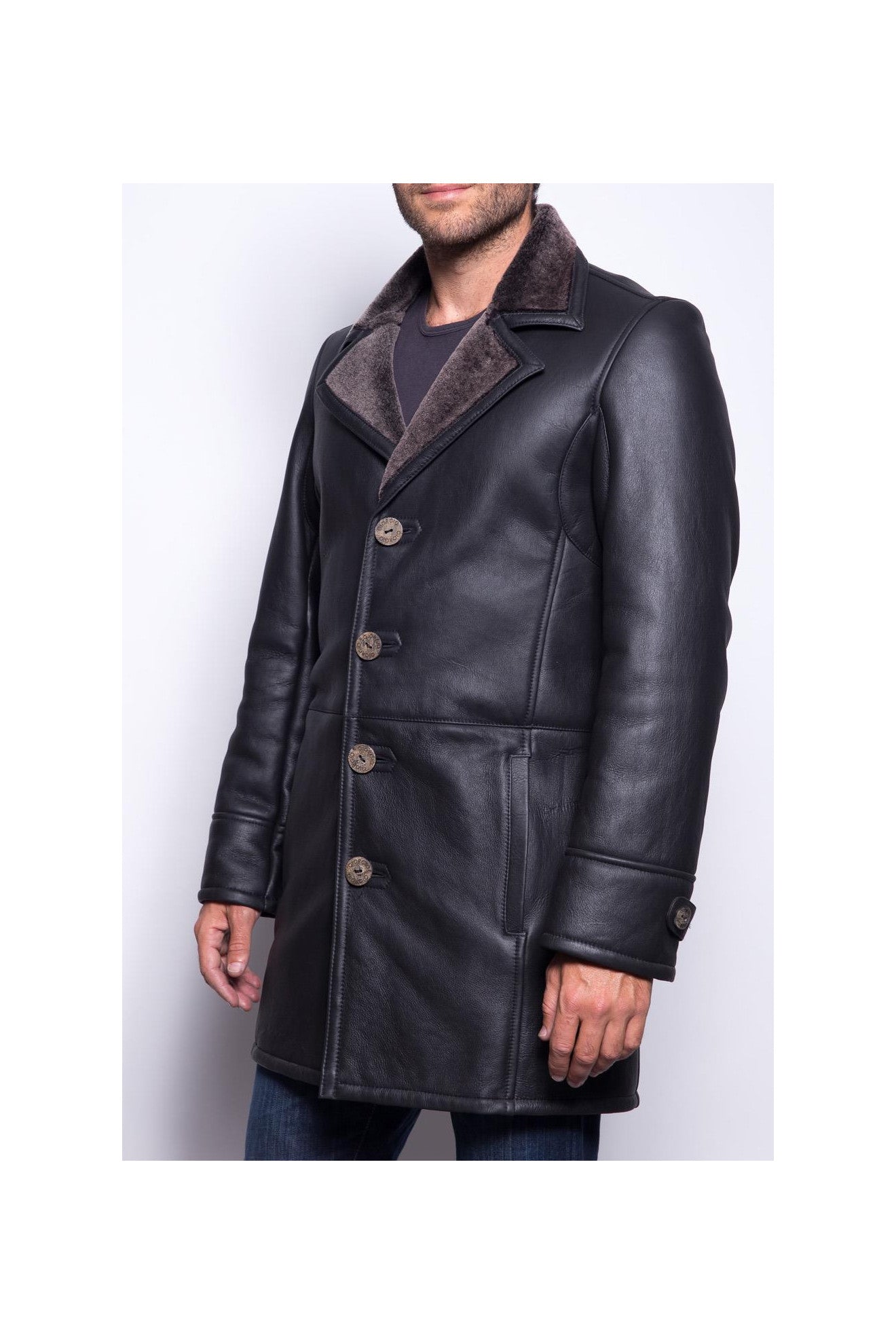 DADU JACKET Genuine Leather Long Coat With Fur Inner Long Coat For Men