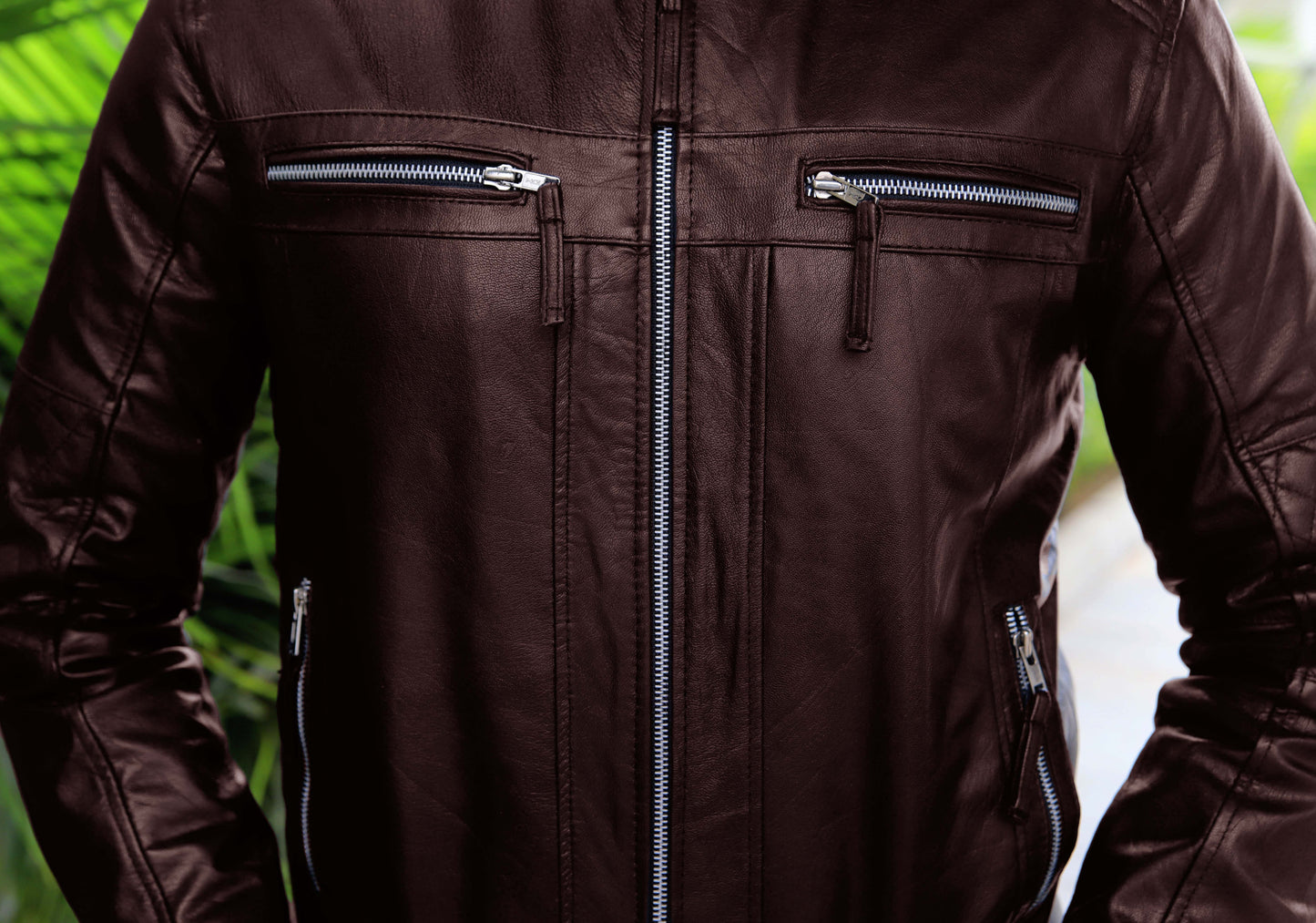 KHANPUR JACKET Men's Leather Jacket, Diamond Style Leather Jacket For Men, Biker Leather Jacket For Men- Brown
