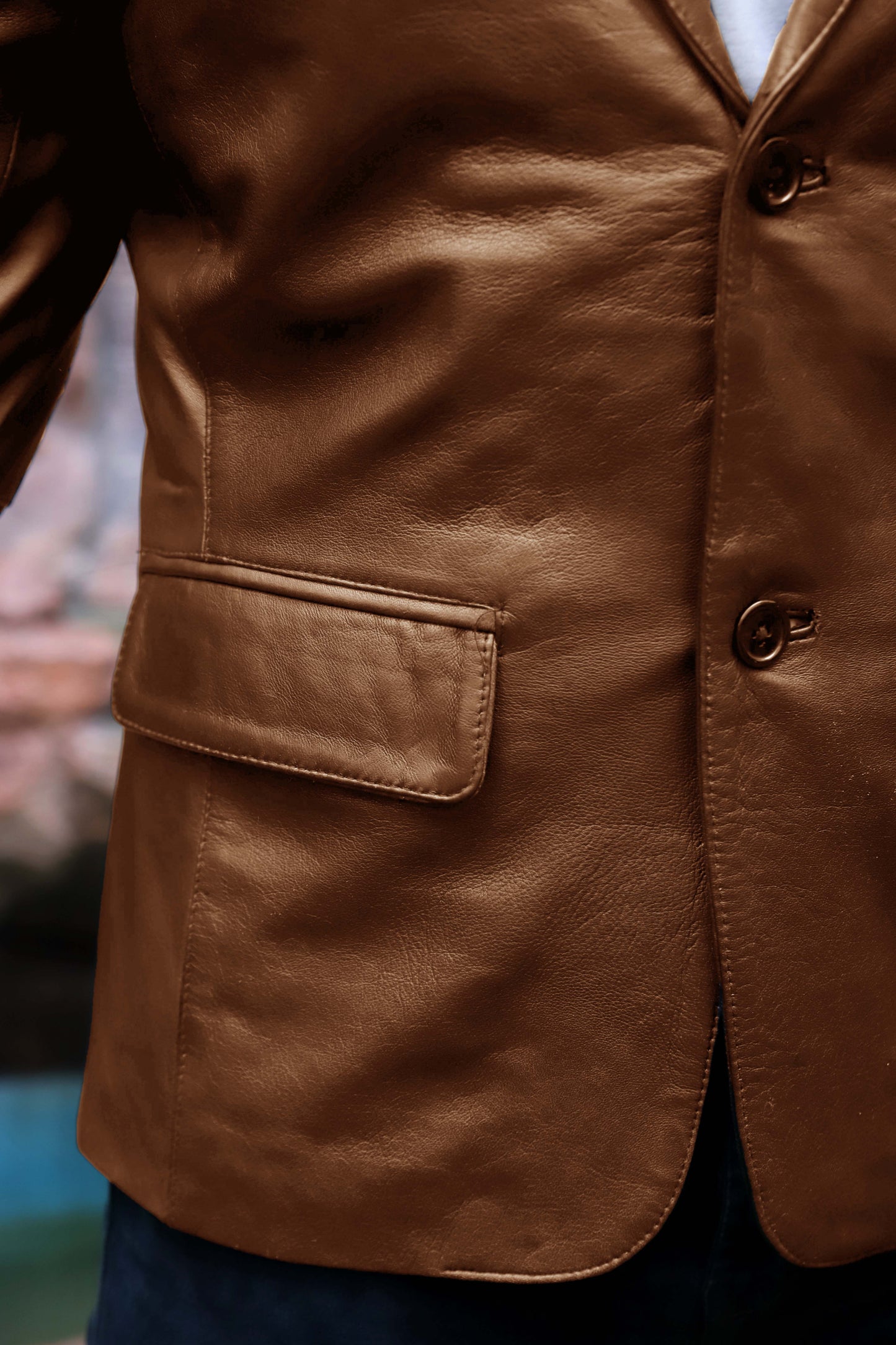 CHINIOT JACKET Men's  Leather Blazer, Formal Leather Blazer For Men- Cognac