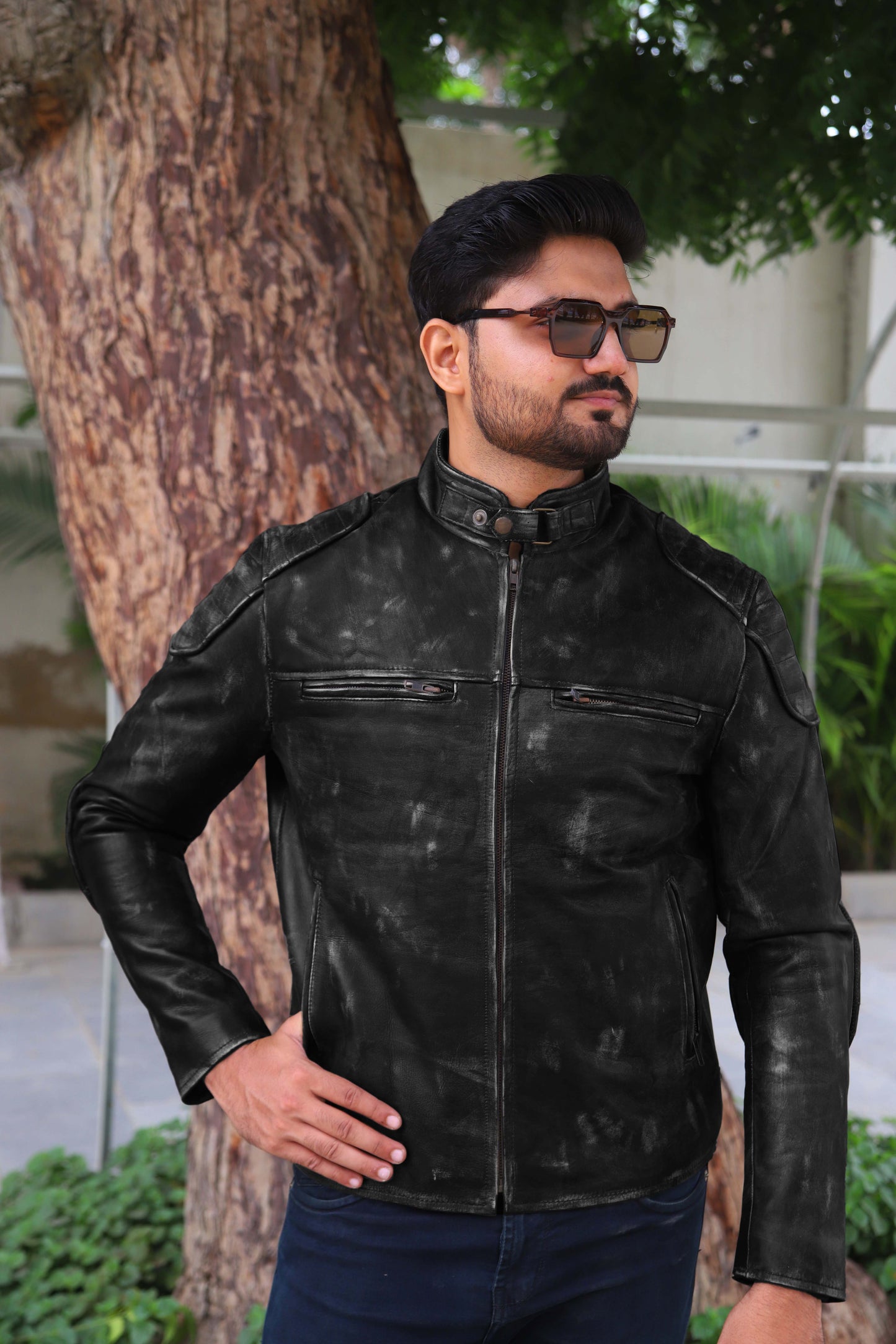 SADIQABAD JACKET Men's Leather Jacket Vintage Black Leather Jacket- Vintage Black