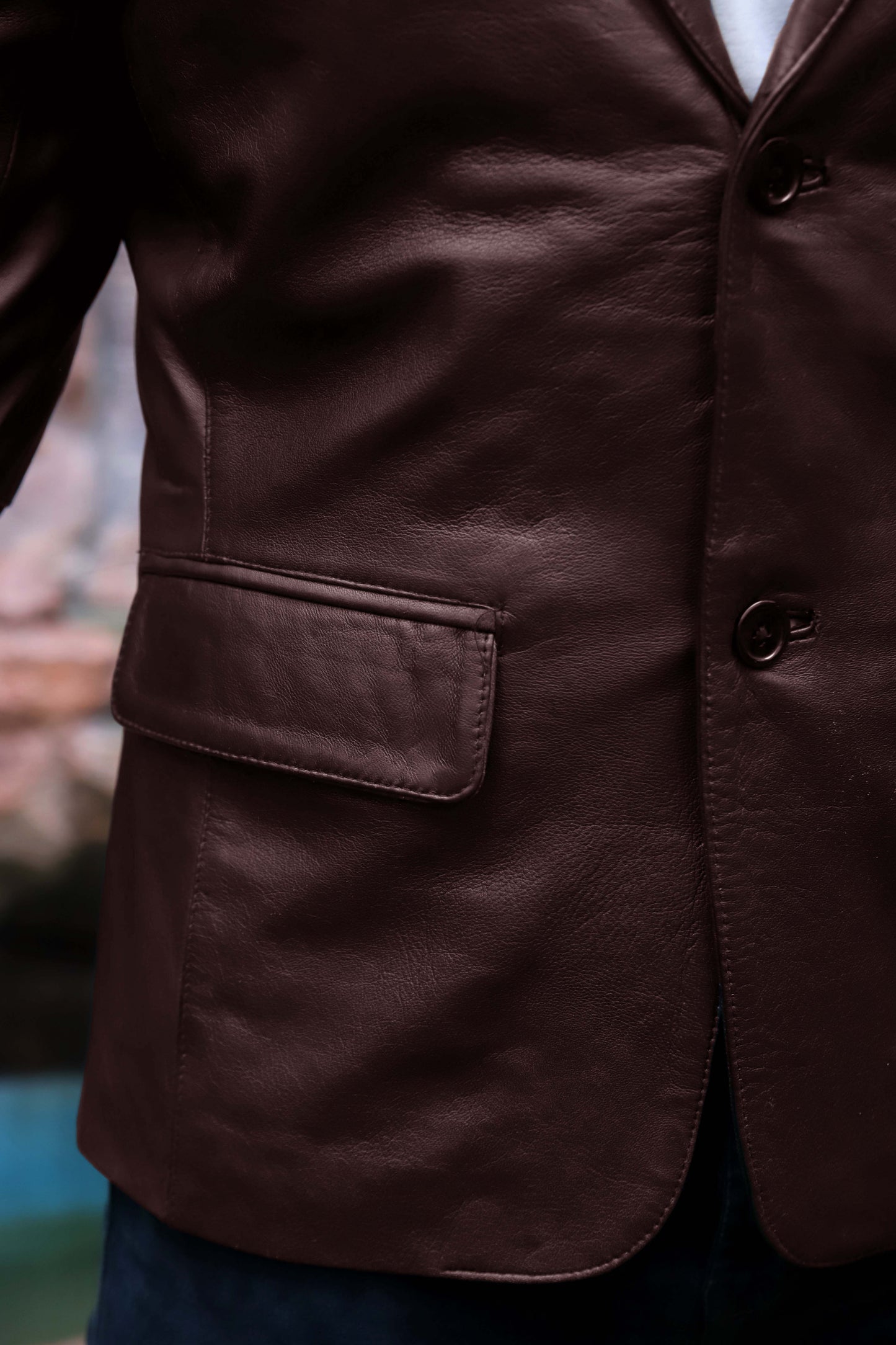 CHINIOT JACKET Men's  Leather Blazer, Formal Leather Blazer For Men- Brown