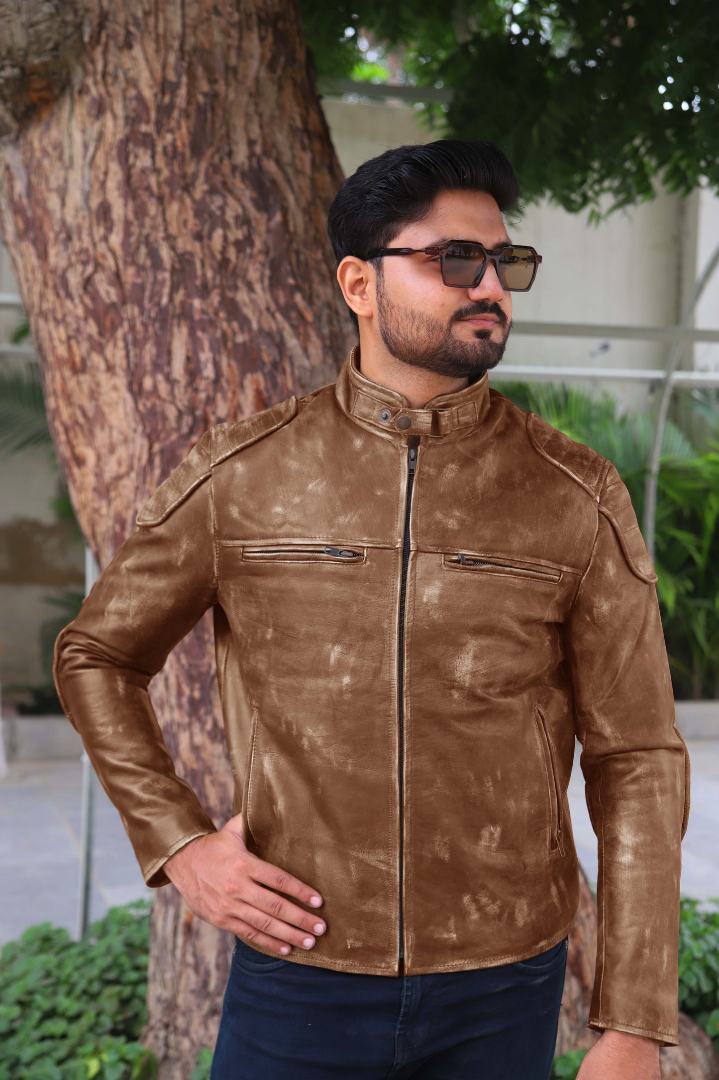 SADIQABAD JACKET Men's Leather Jacket Vintage Black Leather Jacket- Vintage Cognac