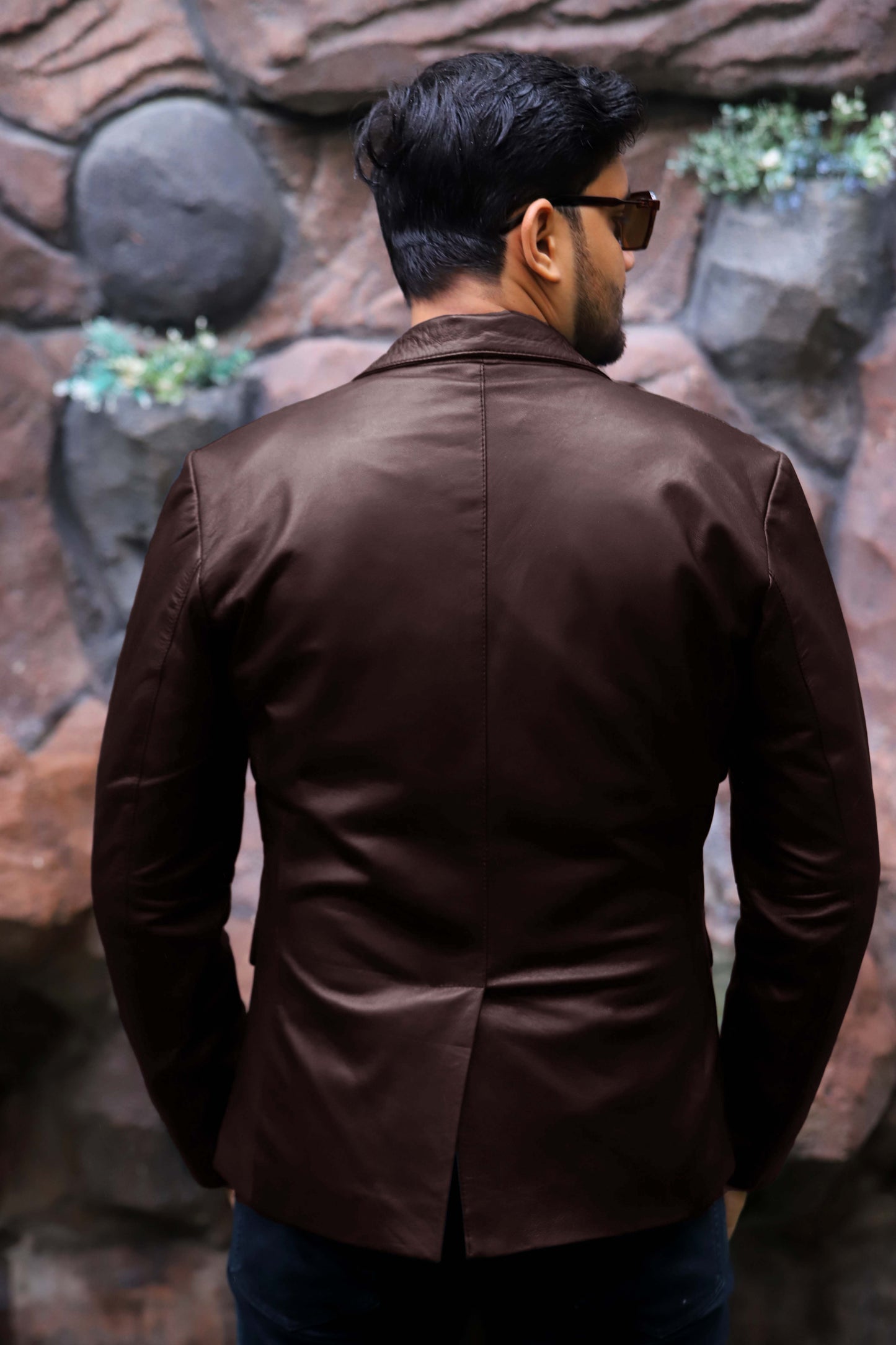 CHINIOT JACKET Men's  Leather Blazer, Formal Leather Blazer For Men- Brown