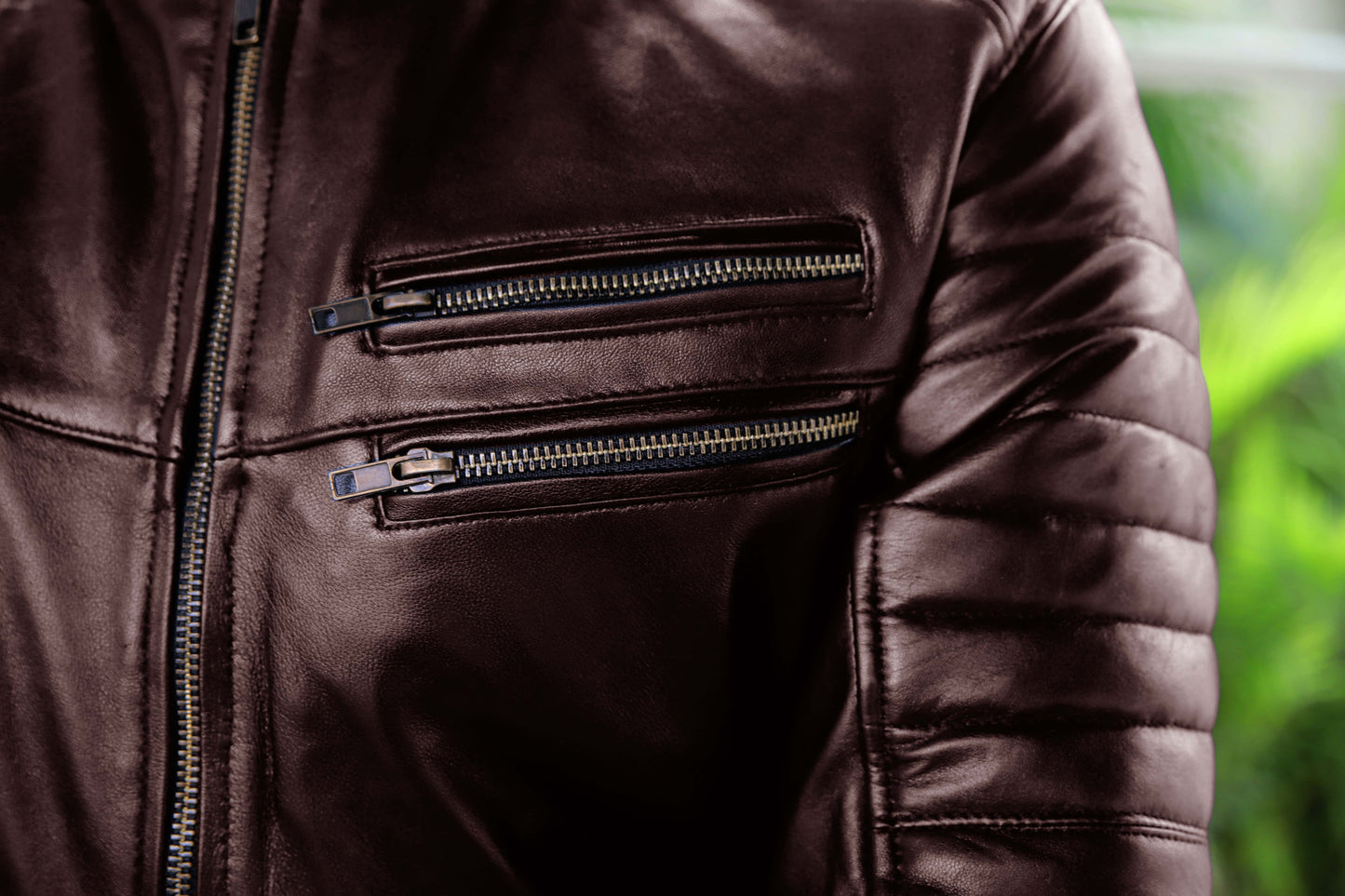 MURIDKE JACKET Men's Leather Jacket, Biker Leather Jacket For Men- Brown