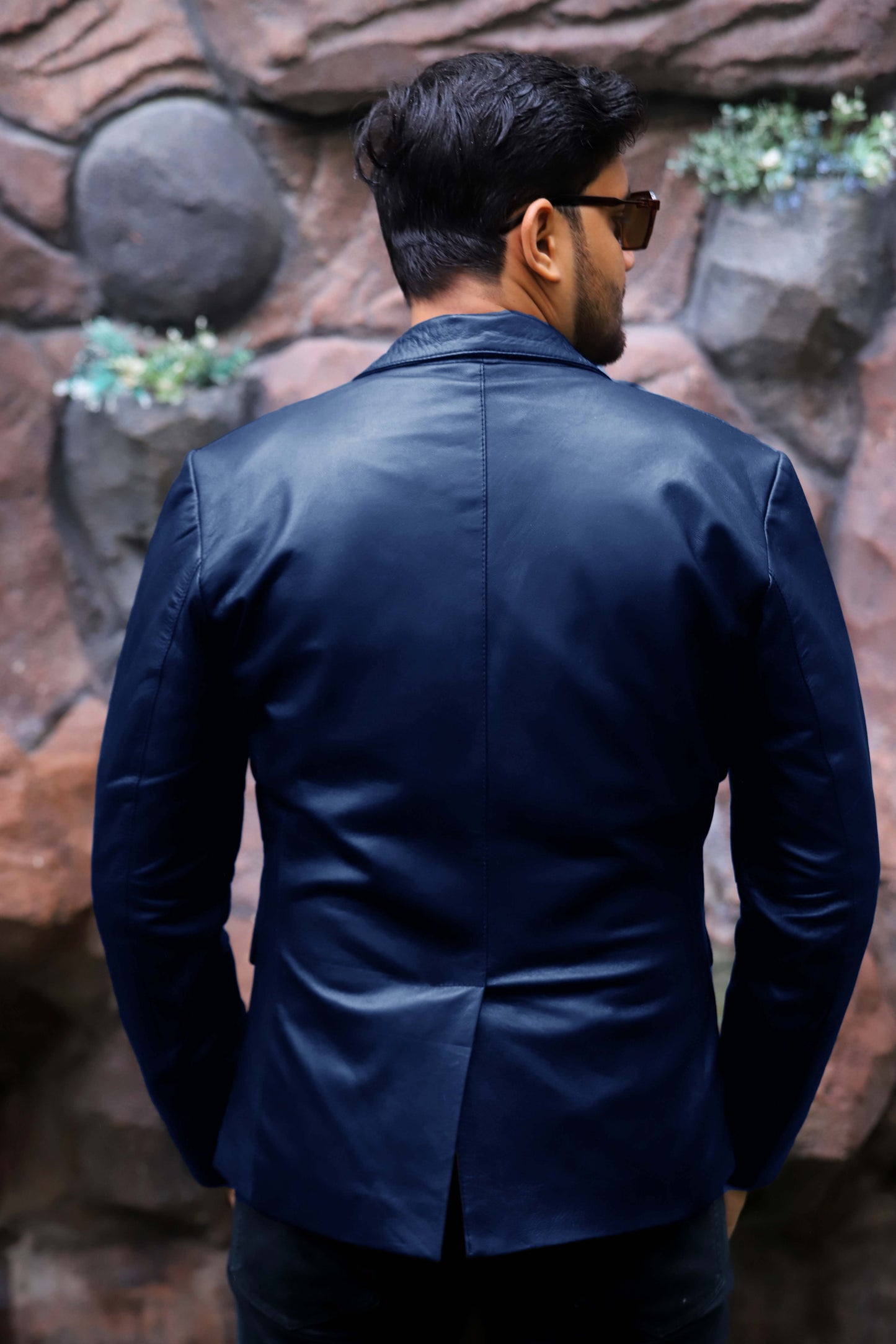 CHINIOT JACKET Men's  Leather Blazer, Formal Leather Blazer For Men- Blue
