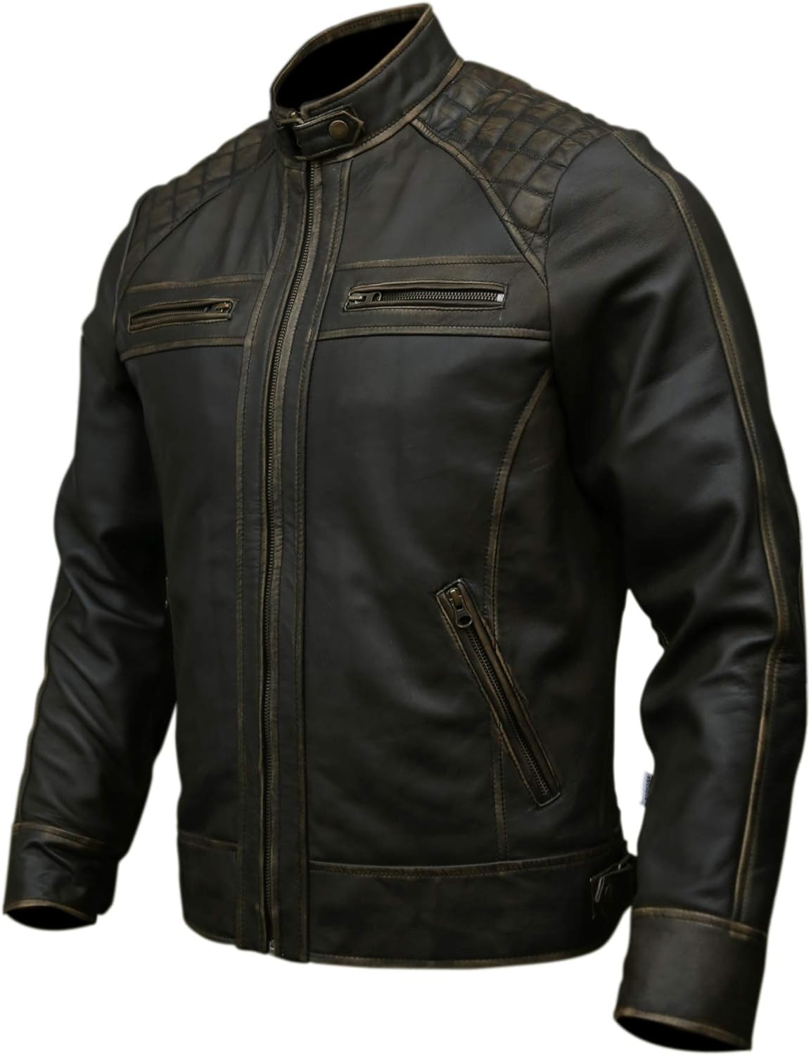 MULTAN JACKET Genuine Leather Diamond Style Biker Jacket For Men