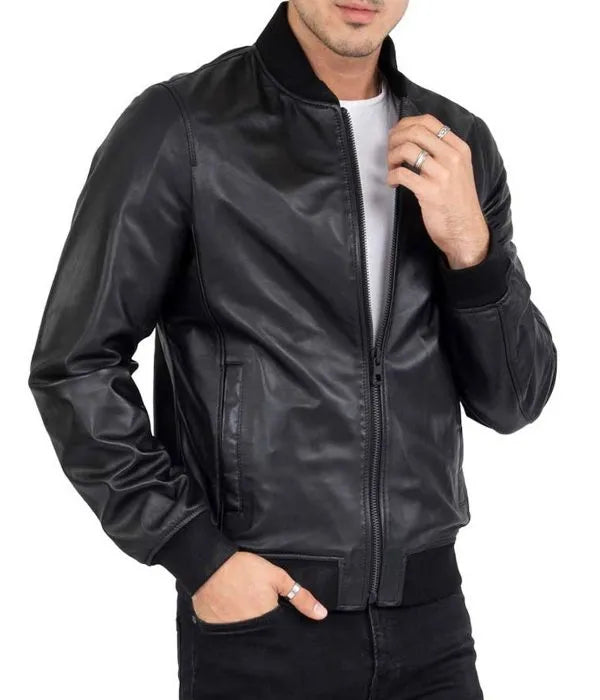 DUNYAPUR JACKET Genuine Leather Bomber Jacket For Men