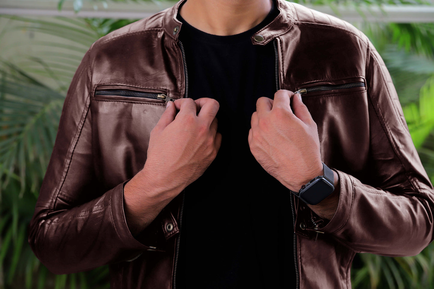 TURBAT JACKET Men's Leather Jacket, Biker Leather Jacket For Men- Brown