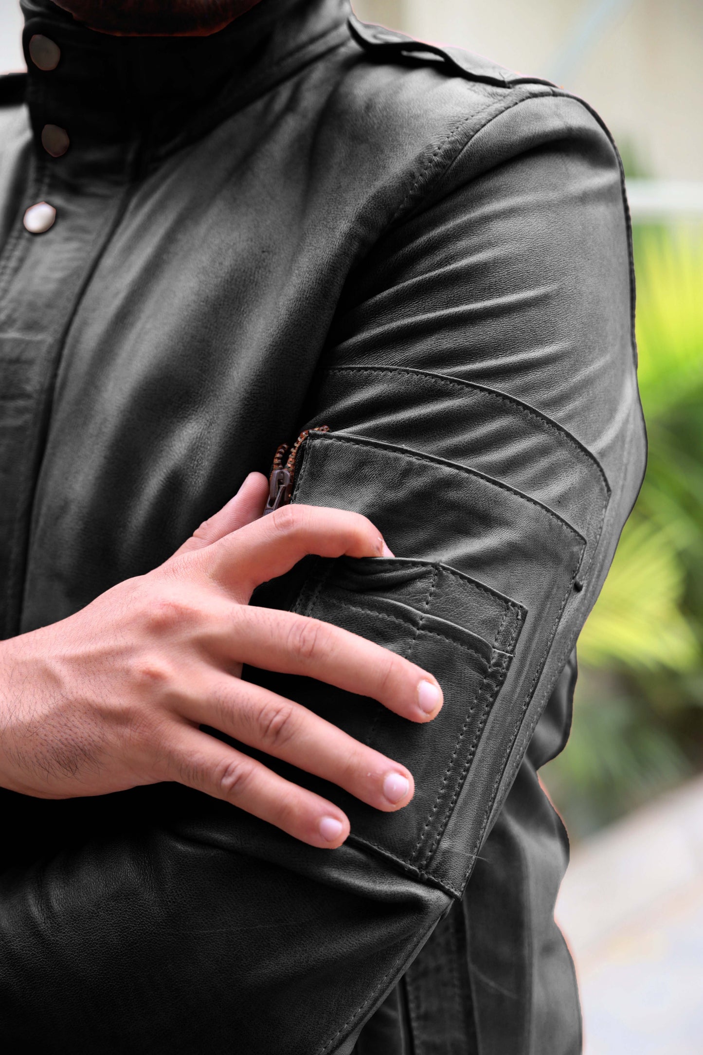 JHELUM JACKET Men's A2 Aviator Bomber Leather Jacket For, Men's Leather Jacket- Black