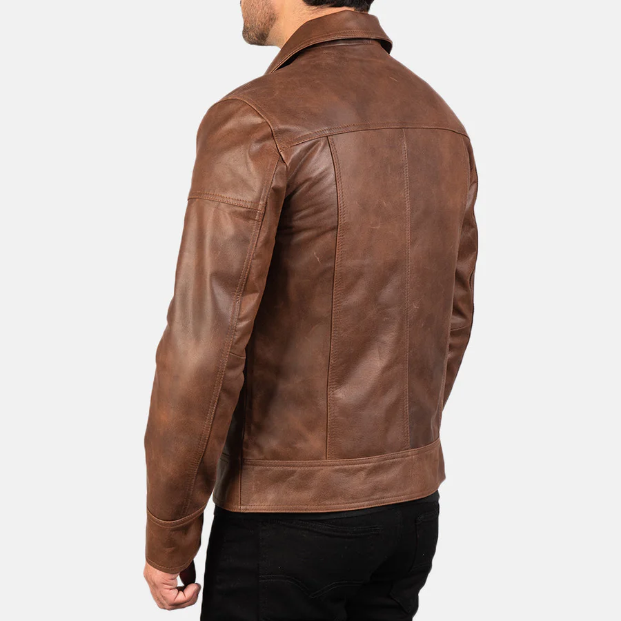 KARACHI JACKET Shirt Collar Biker Style Leather Jacket For Men