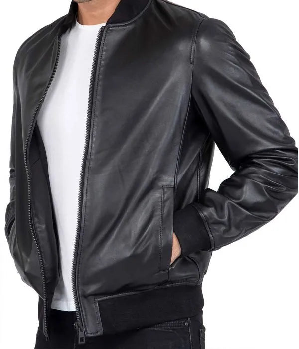 DUNYAPUR JACKET Genuine Leather Bomber Jacket For Men