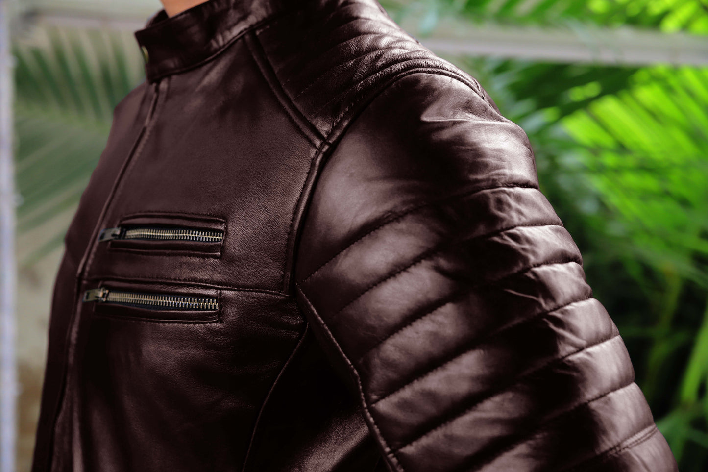 MURIDKE JACKET Men's Leather Jacket, Biker Leather Jacket For Men- Brown