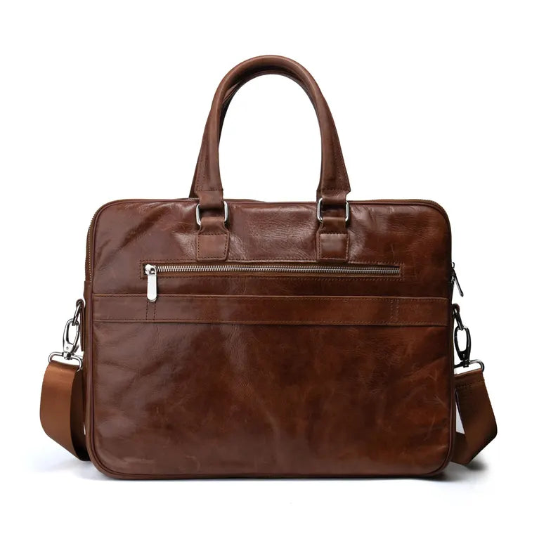 TURBAT BAG: Slim Leather Laptop Bag Unisex- Vintage Tan