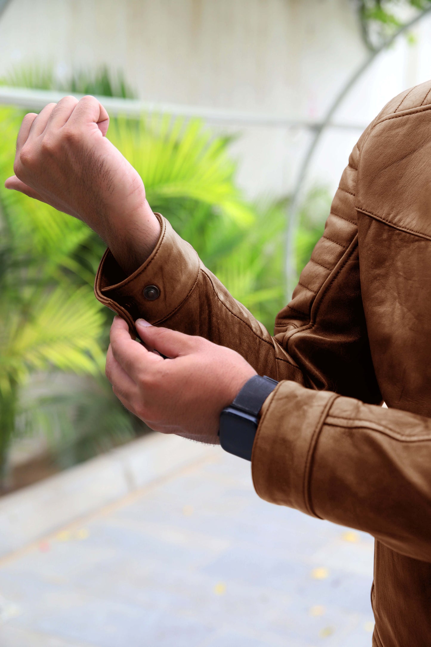 KAMOKE JACKET Men's Distressed Biker Leather Jacket, Vintage Motorcycle Jacket For Men- Vintage Cognac Lite