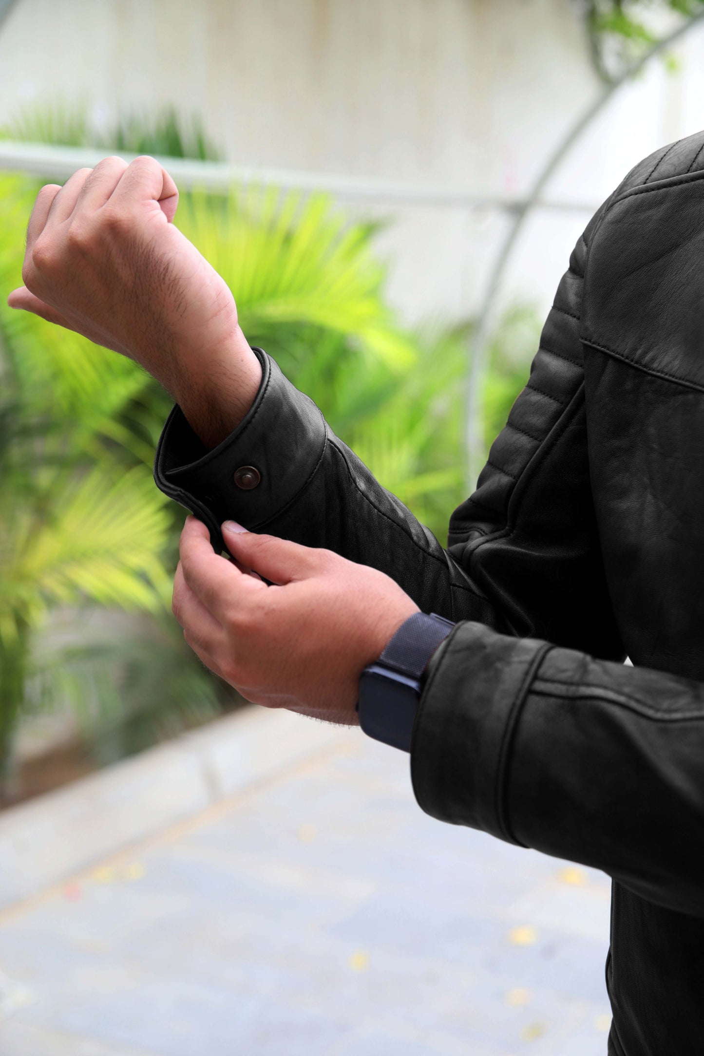 KAMOKE JACKET Men's Distressed Biker Leather Jacket, Vintage Motorcycle Jacket For Men- Vintage Black lite