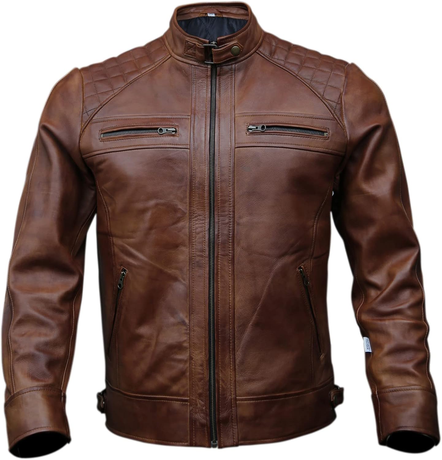 MULTAN JACKET Genuine Leather Diamond Style Biker Jacket For Men