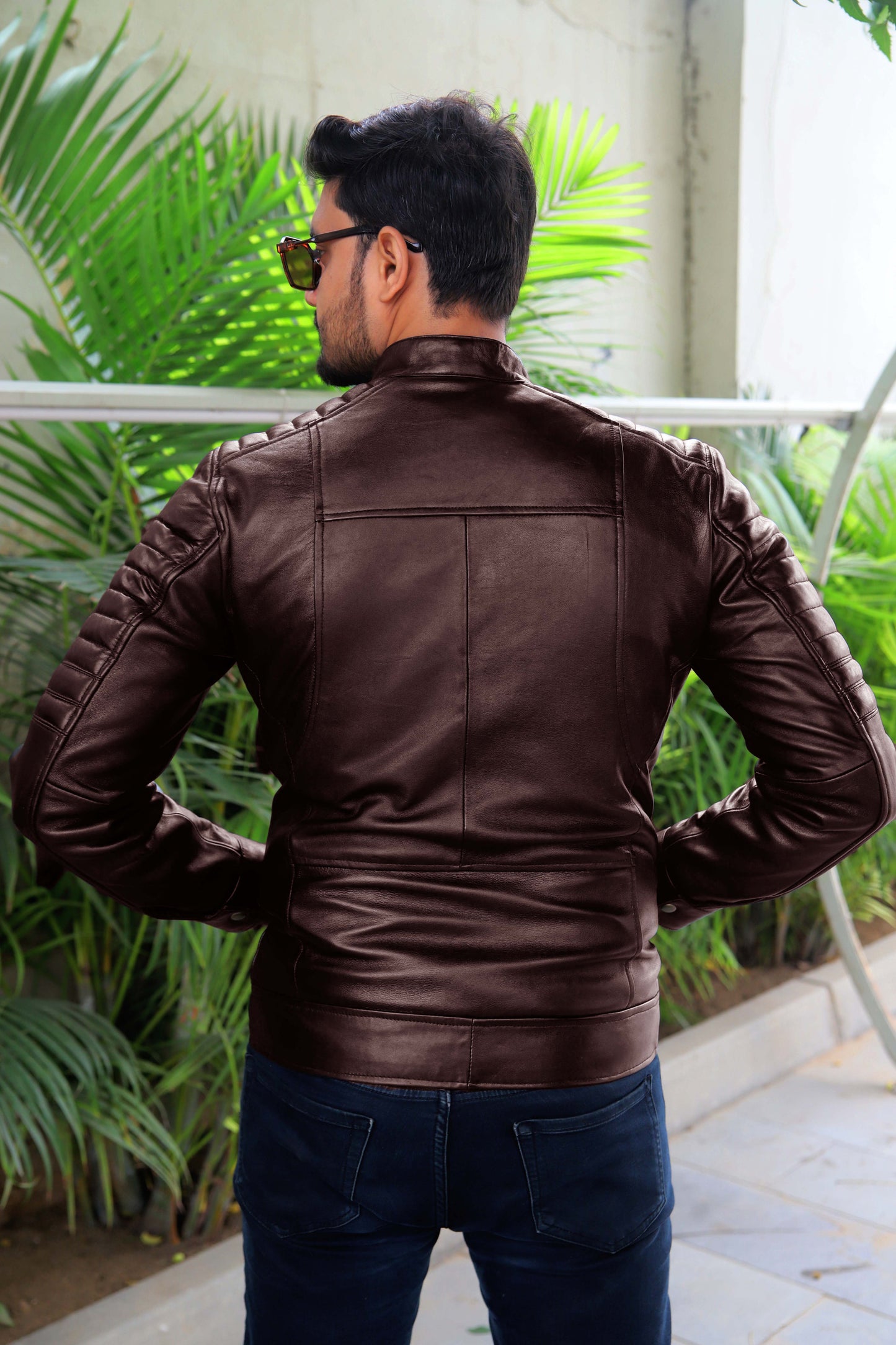 MURIDKE JACKET Men's Leather Jacket, Biker Leather Jacket For Men- Brown