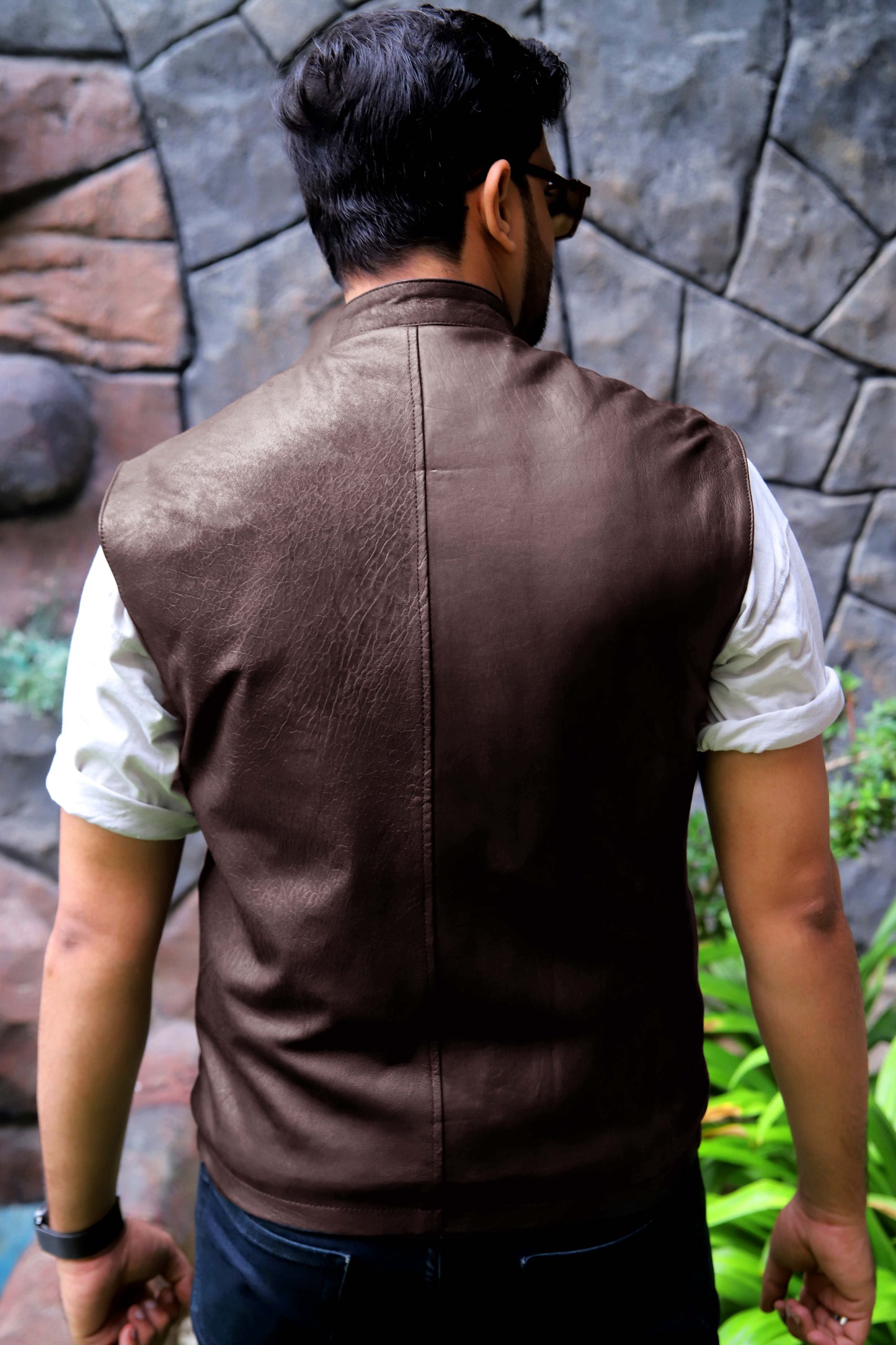 BUREWALA JACKET Men's Leather Vest, Formal Leather Vest, Biker Leather Vest, Casual Leather Vest For Men- Brown