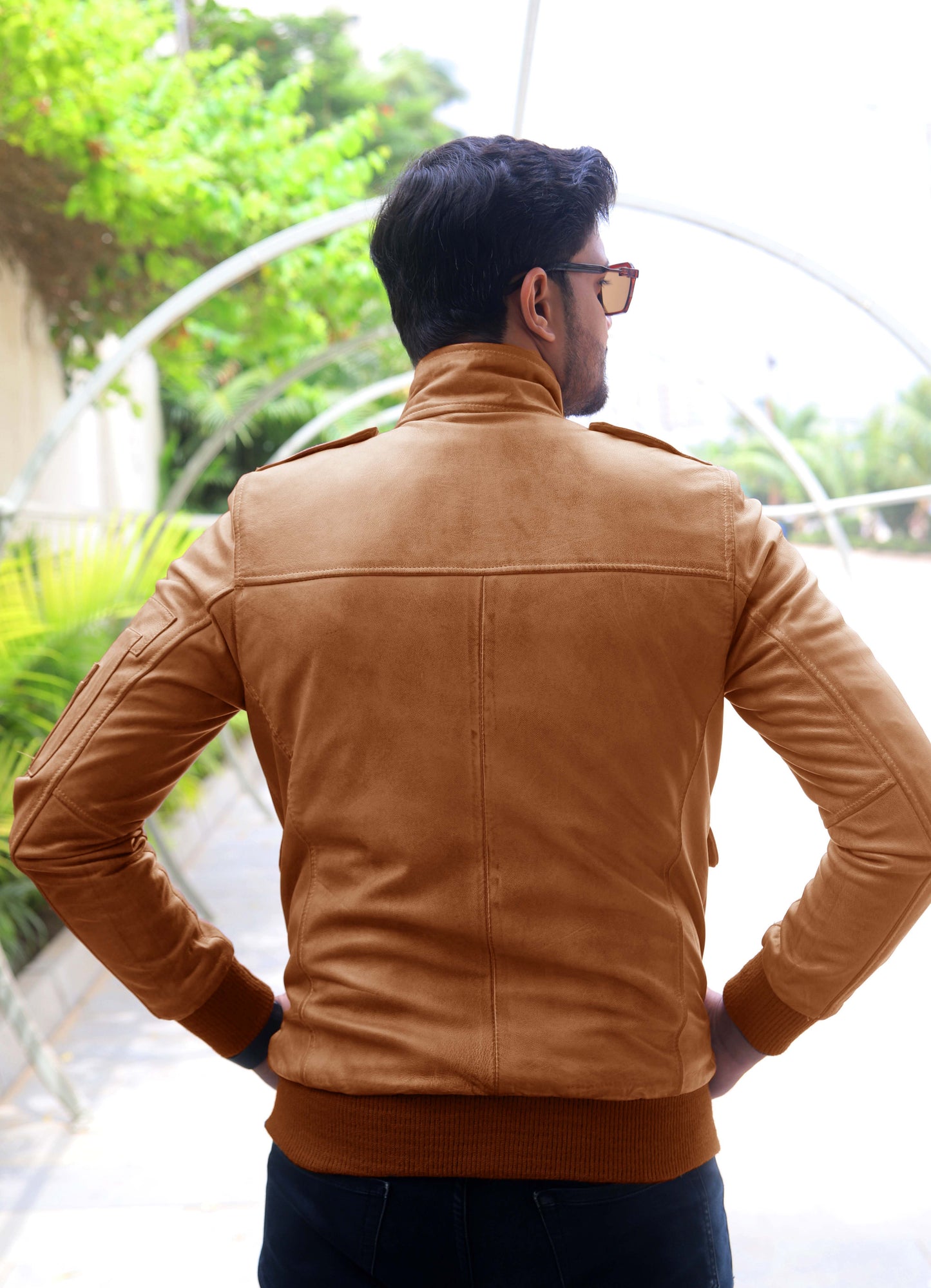 JHELUM JACKET Men's A2 Aviator Bomber Leather Jacket For, Men's Leather Jacket- Cognac
