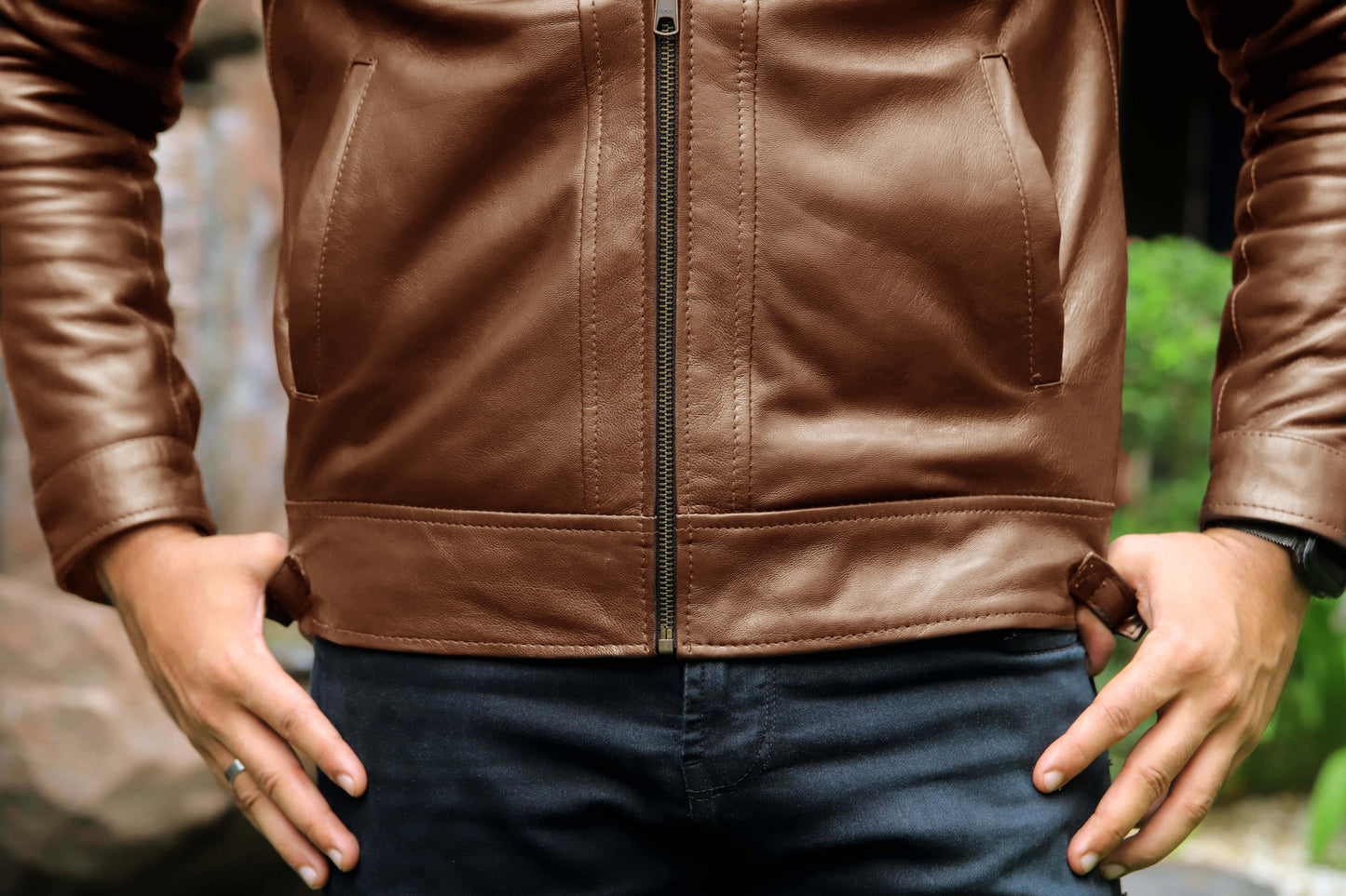 SAHIWAL JACKET Men's Leather Jacket For Men, Diamond Style Biker Jacket For Men-Cognac