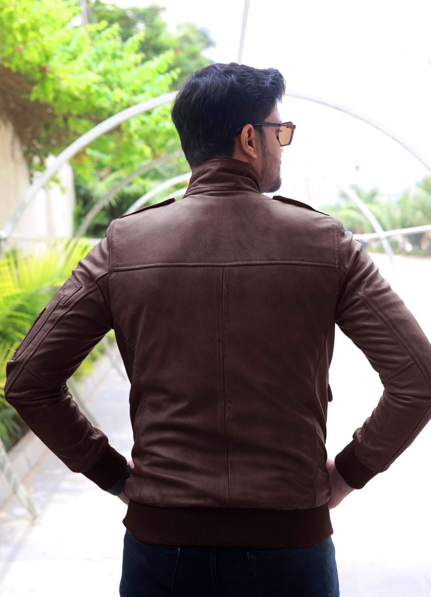 JHELUM JACKET Men's A2 Aviator Bomber Leather Jacket For, Men's Leather Jacket- Brown