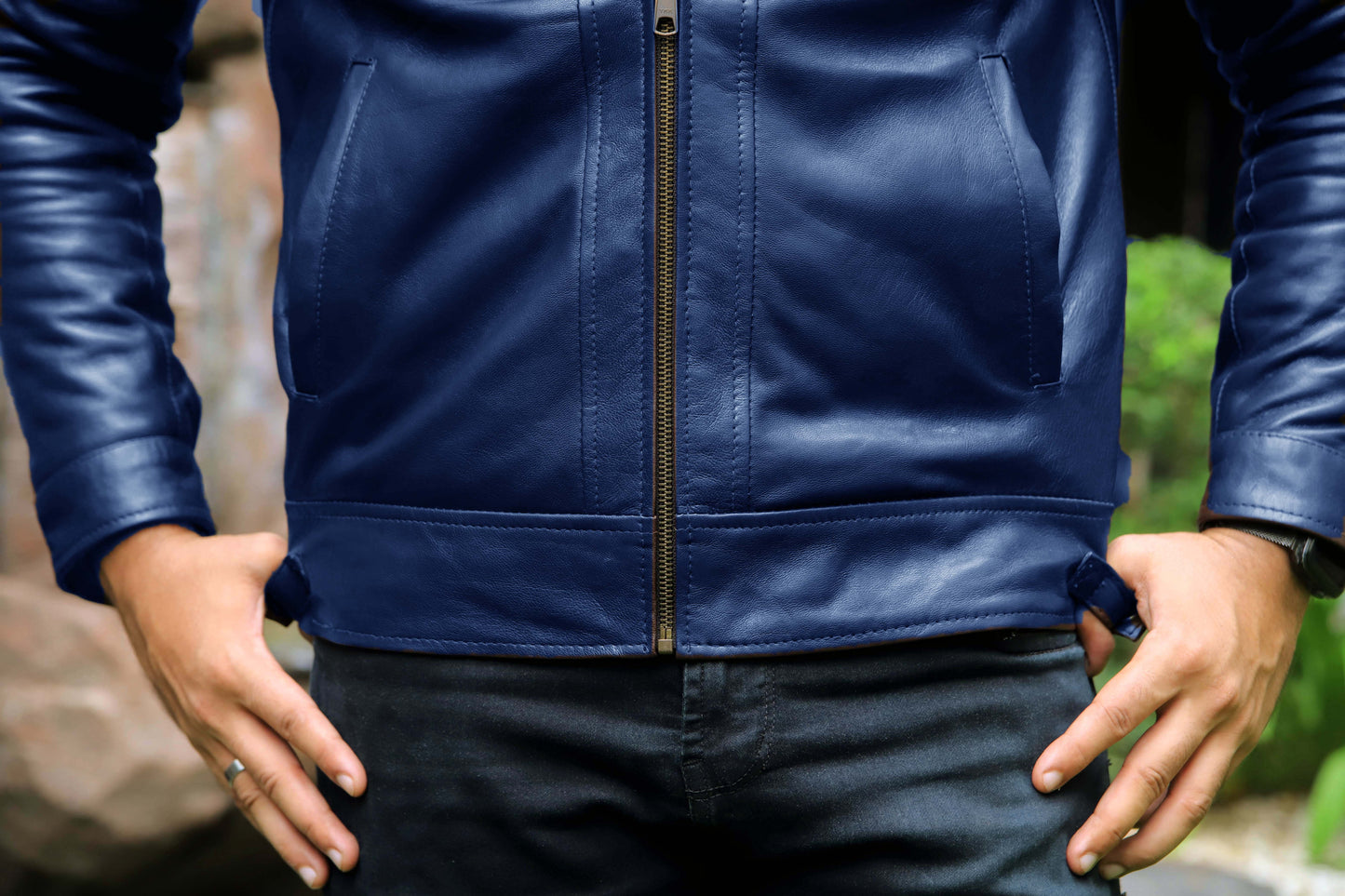 SAHIWAL JACKET Men's Leather Jacket For Men, Diamond Style Biker Jacket For Men-Blue