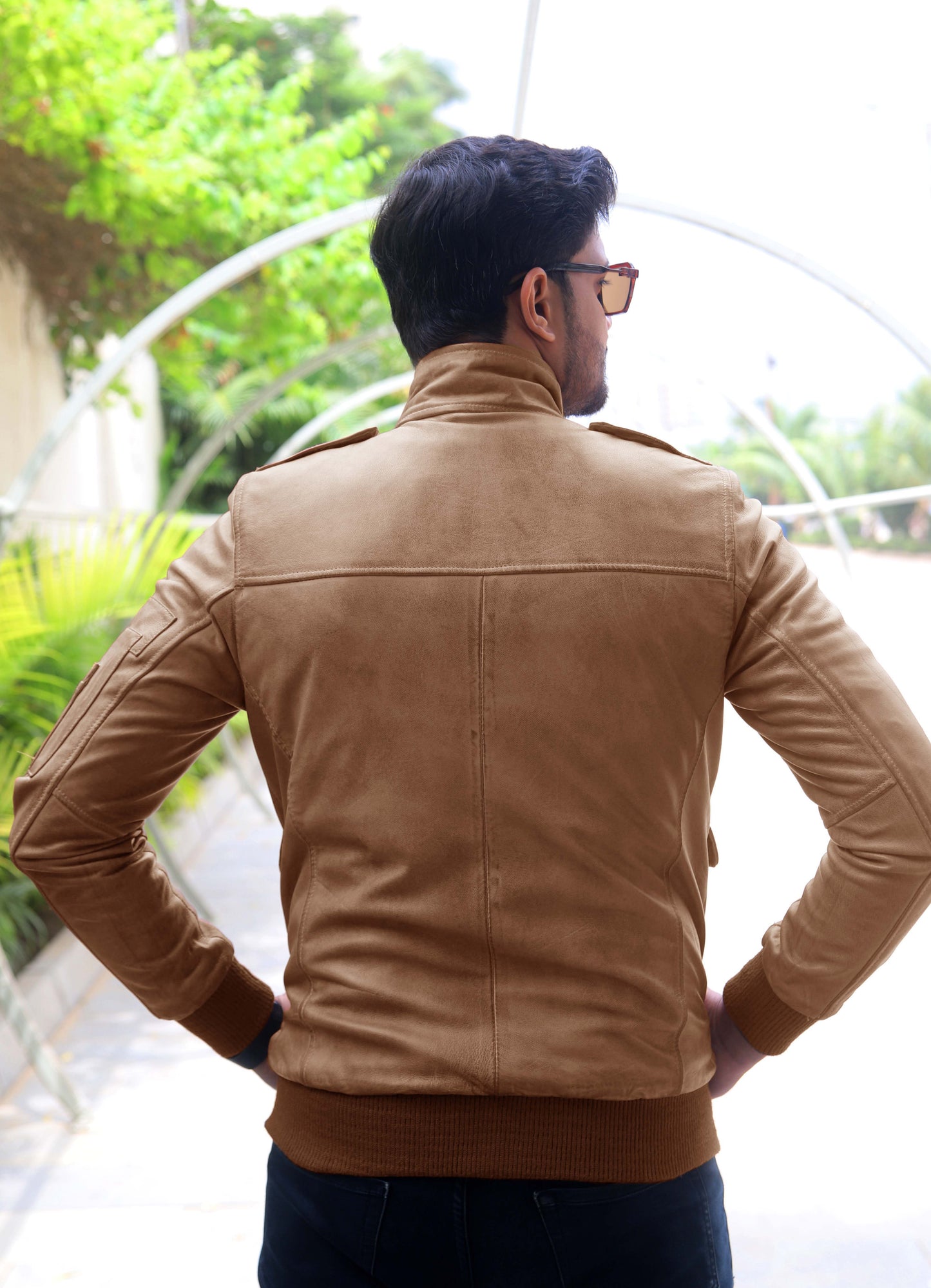 JHELUM JACKET Men's A2 Aviator Bomber Leather Jacket For, Men's Leather Jacket- Khaki