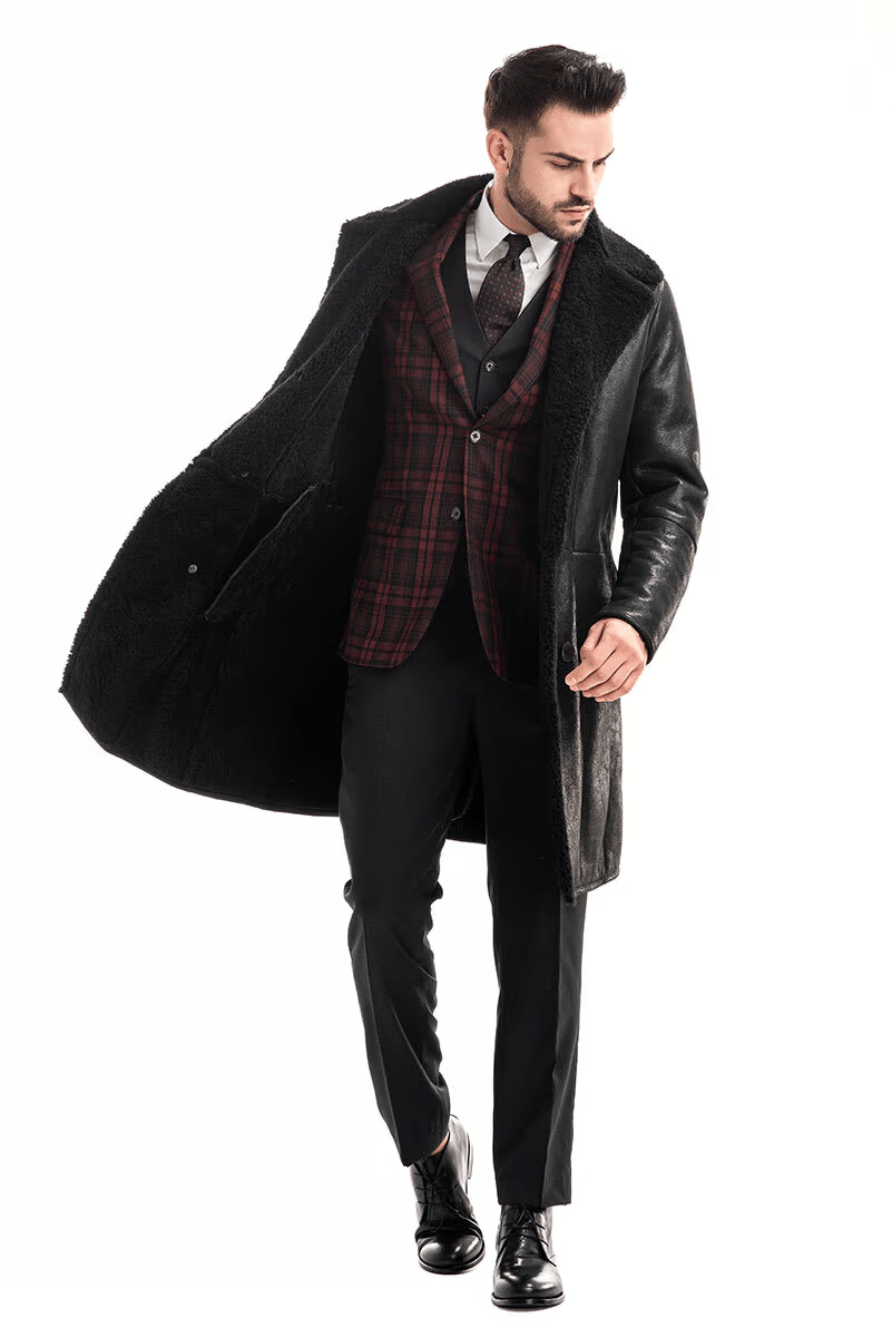 SWABI JACKET Genuine Leather Trench Style Long Coat For Men