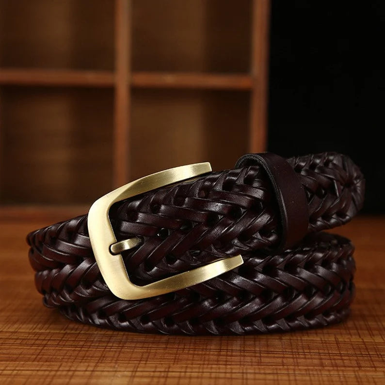 PAKISTAN BELT Elegant Braided Belt Dark Brown