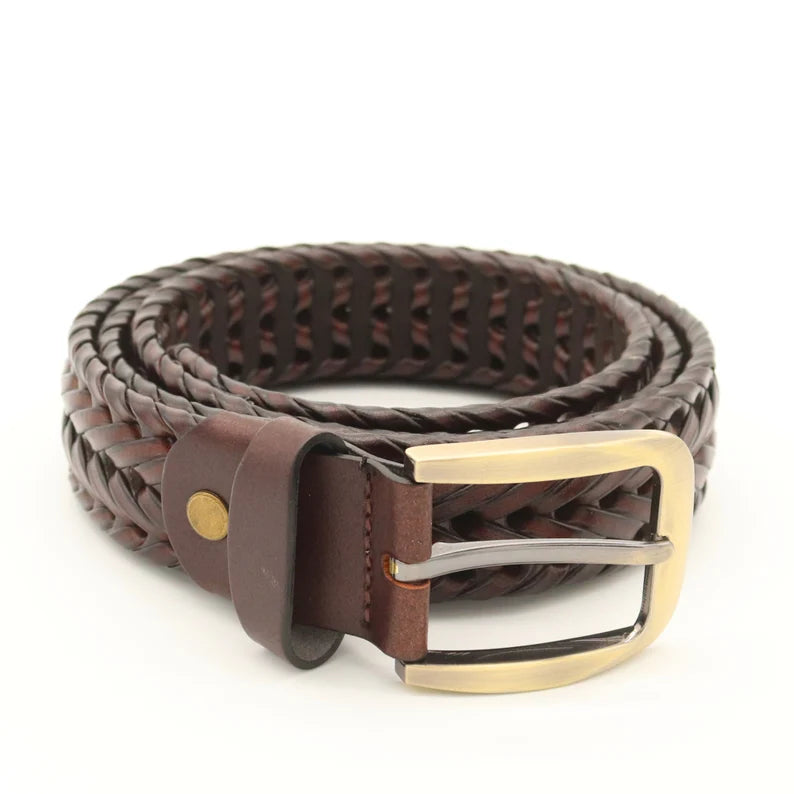 PAKISTAN BELT Elegant Braided Belt Dark Brown