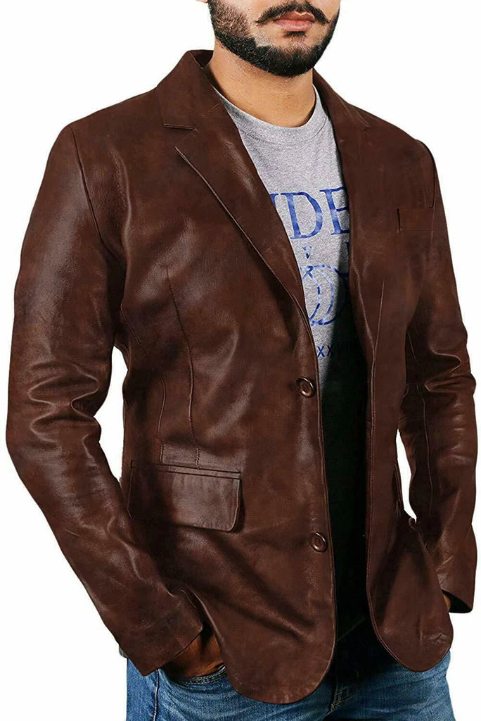 NAWABSHAH JACKET Genuine Leather Formal Leather Blazer For Men