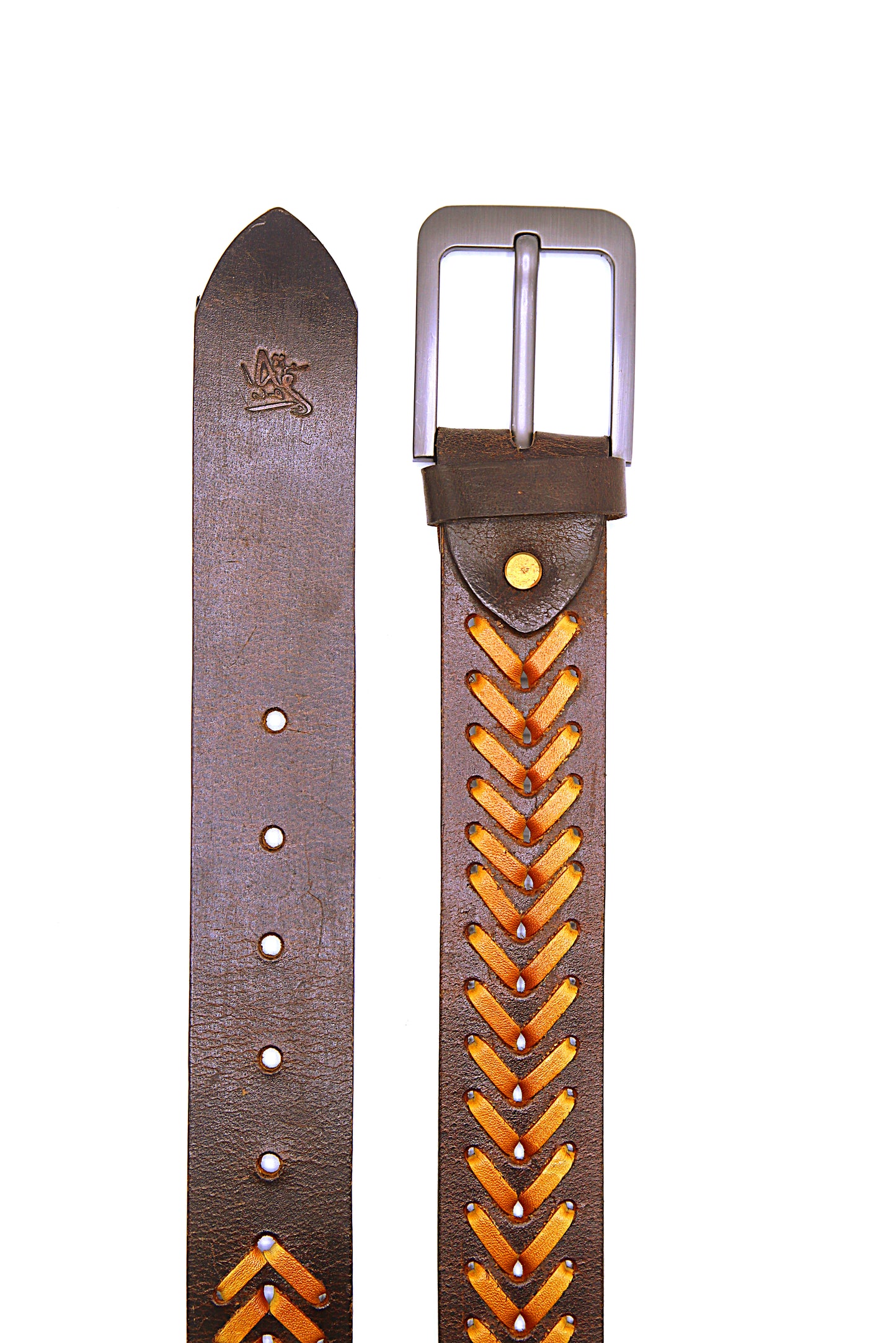 PAKISTAN BELT PRO Elegant Genuine Leather Braided Bel - Brown/Tan