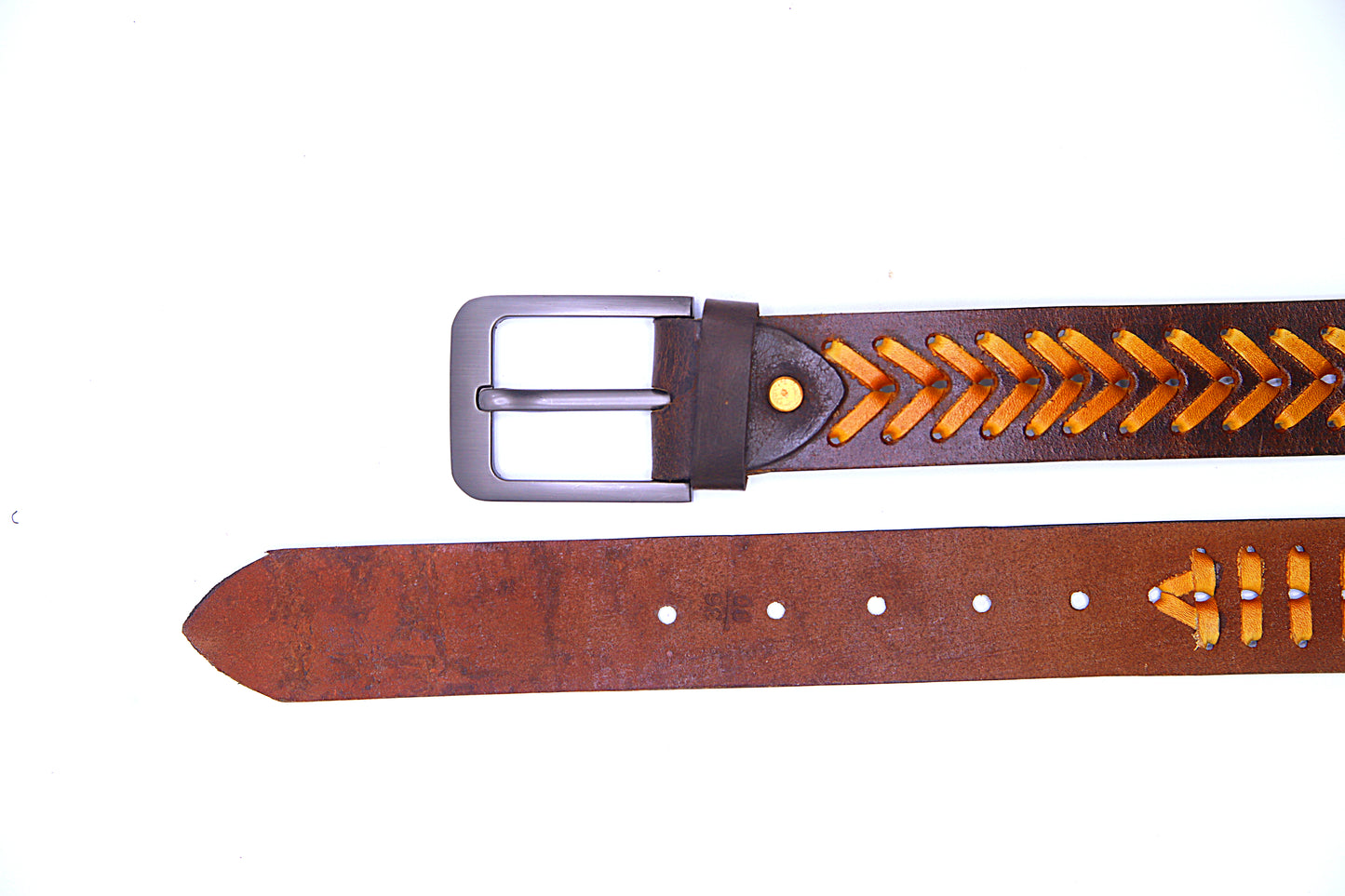 PAKISTAN BELT PRO Elegant Genuine Leather Braided Bel - Brown/Tan