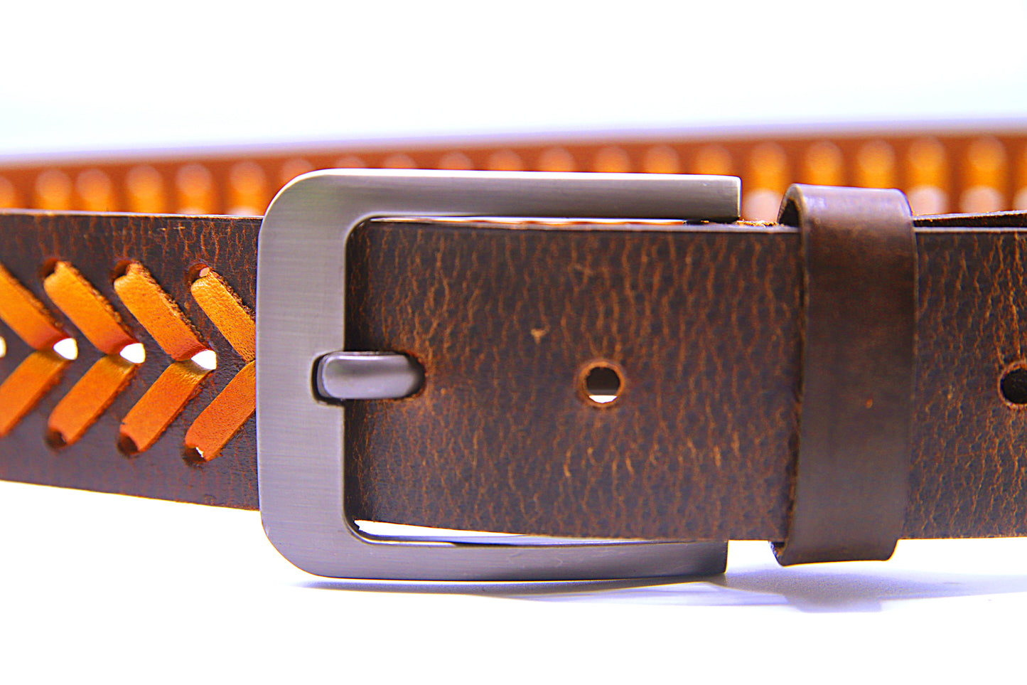 PAKISTAN BELT PRO Elegant Genuine Leather Braided Bel - Brown/Tan