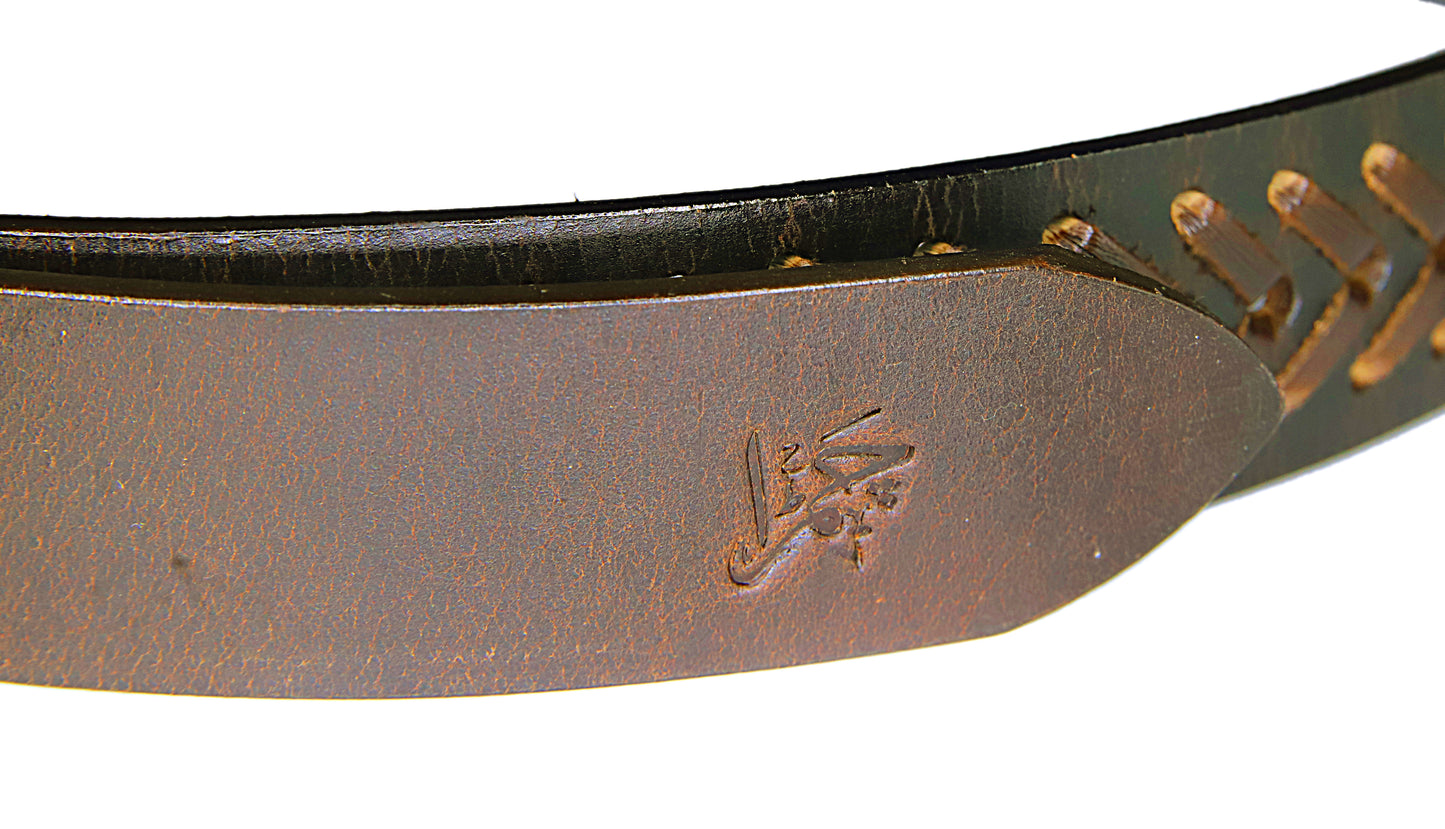 PAKISTAN BELT PRO Elegant Genuine Leather Braided Belt - Brown/Brown