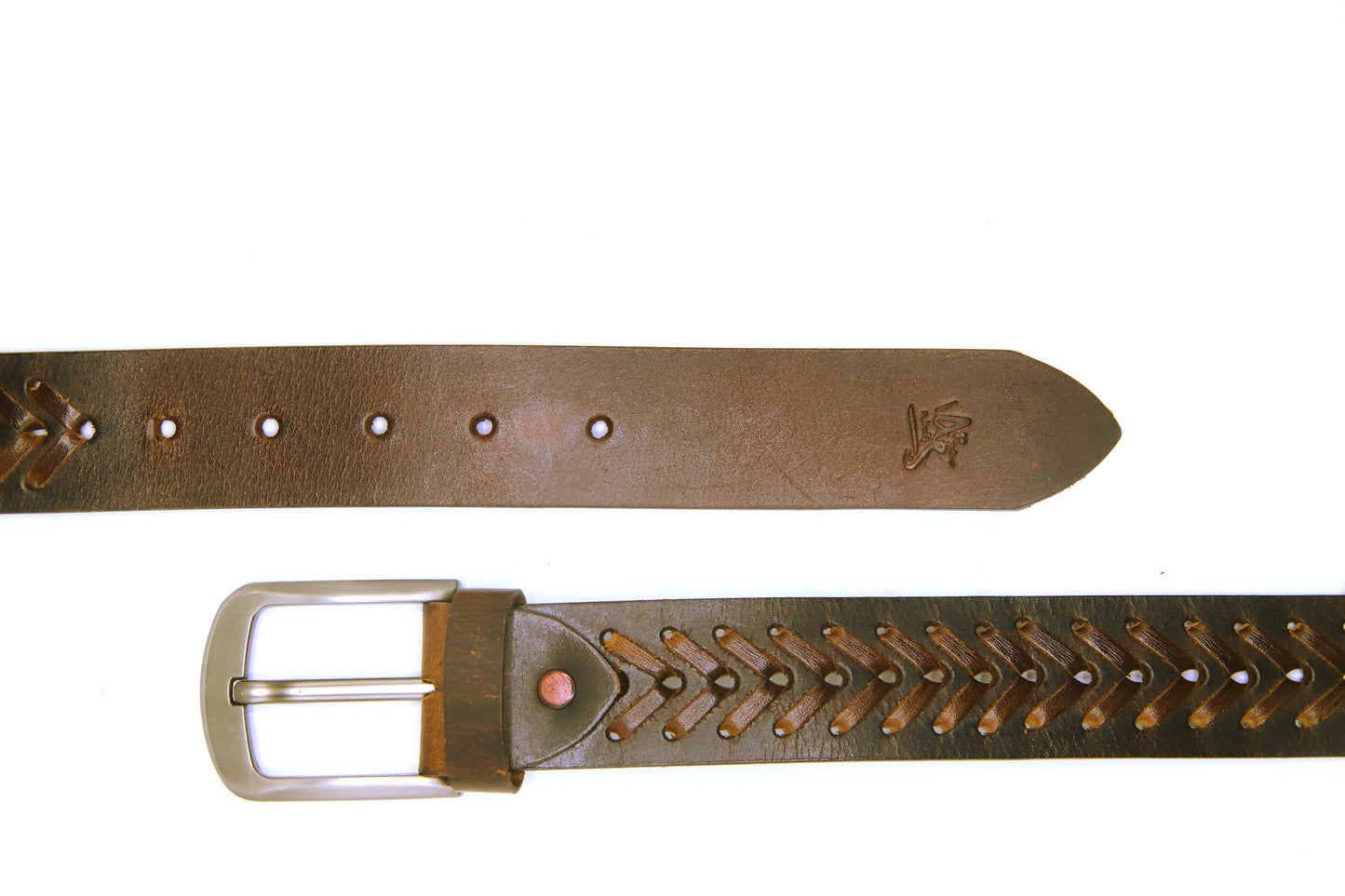 PAKISTAN BELT PRO Elegant Genuine Leather Braided Belt - Brown/Brown