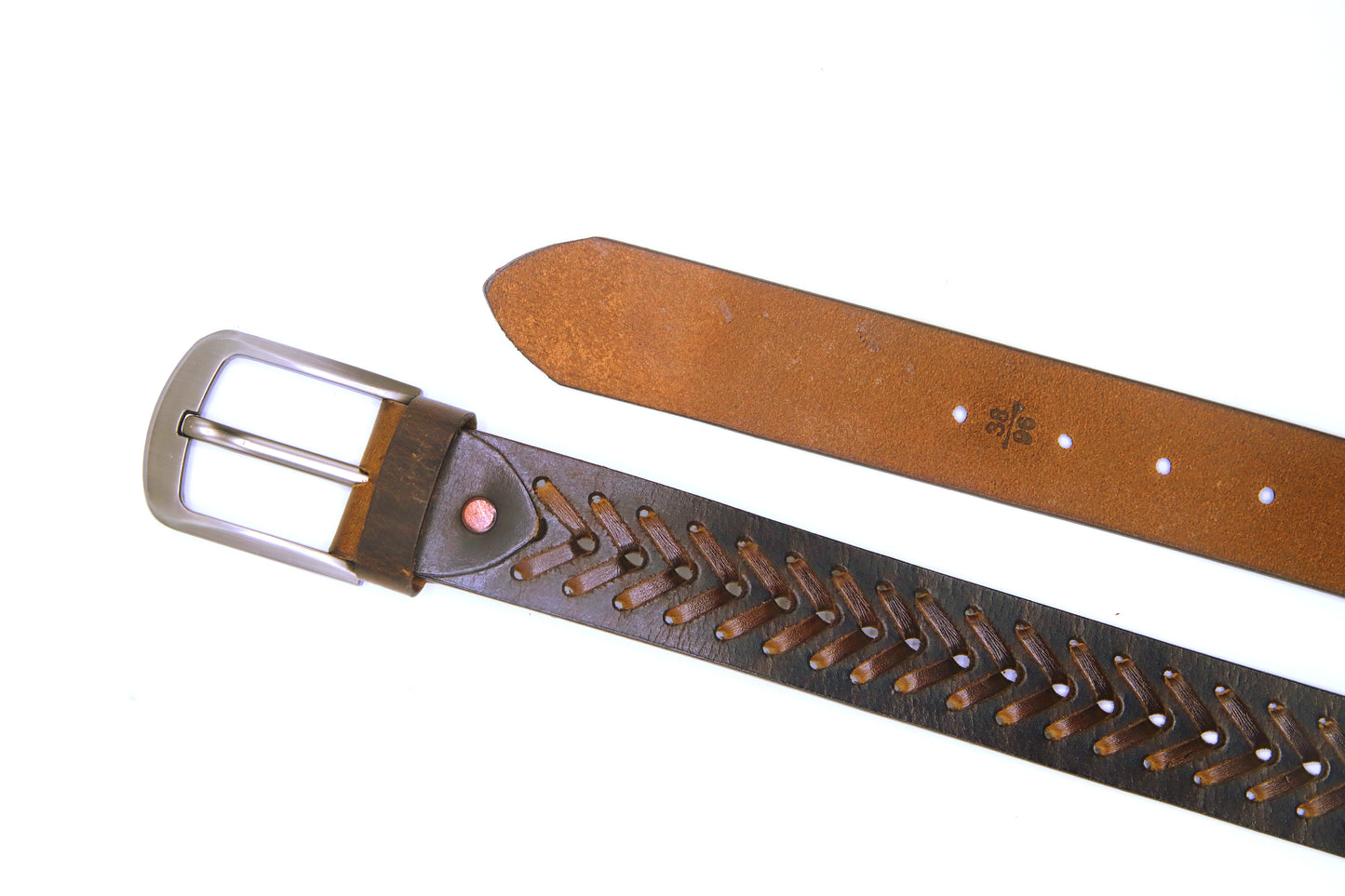 PAKISTAN BELT PRO Elegant Genuine Leather Braided Belt - Brown/Brown