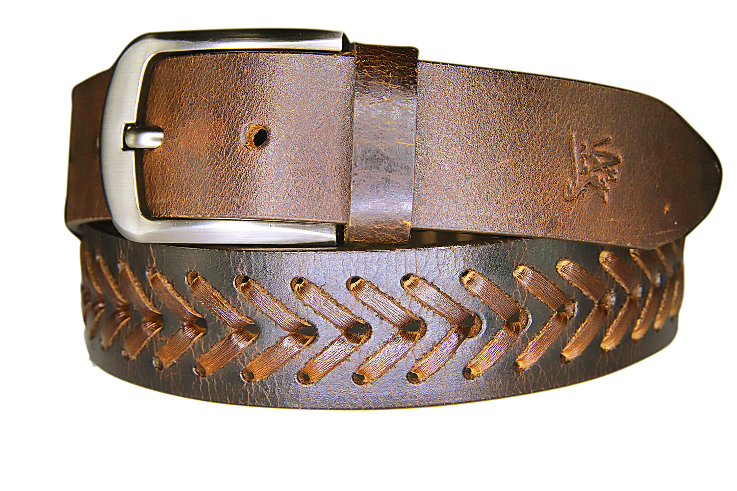 PAKISTAN BELT PRO Elegant Genuine Leather Braided Belt - Brown/Brown