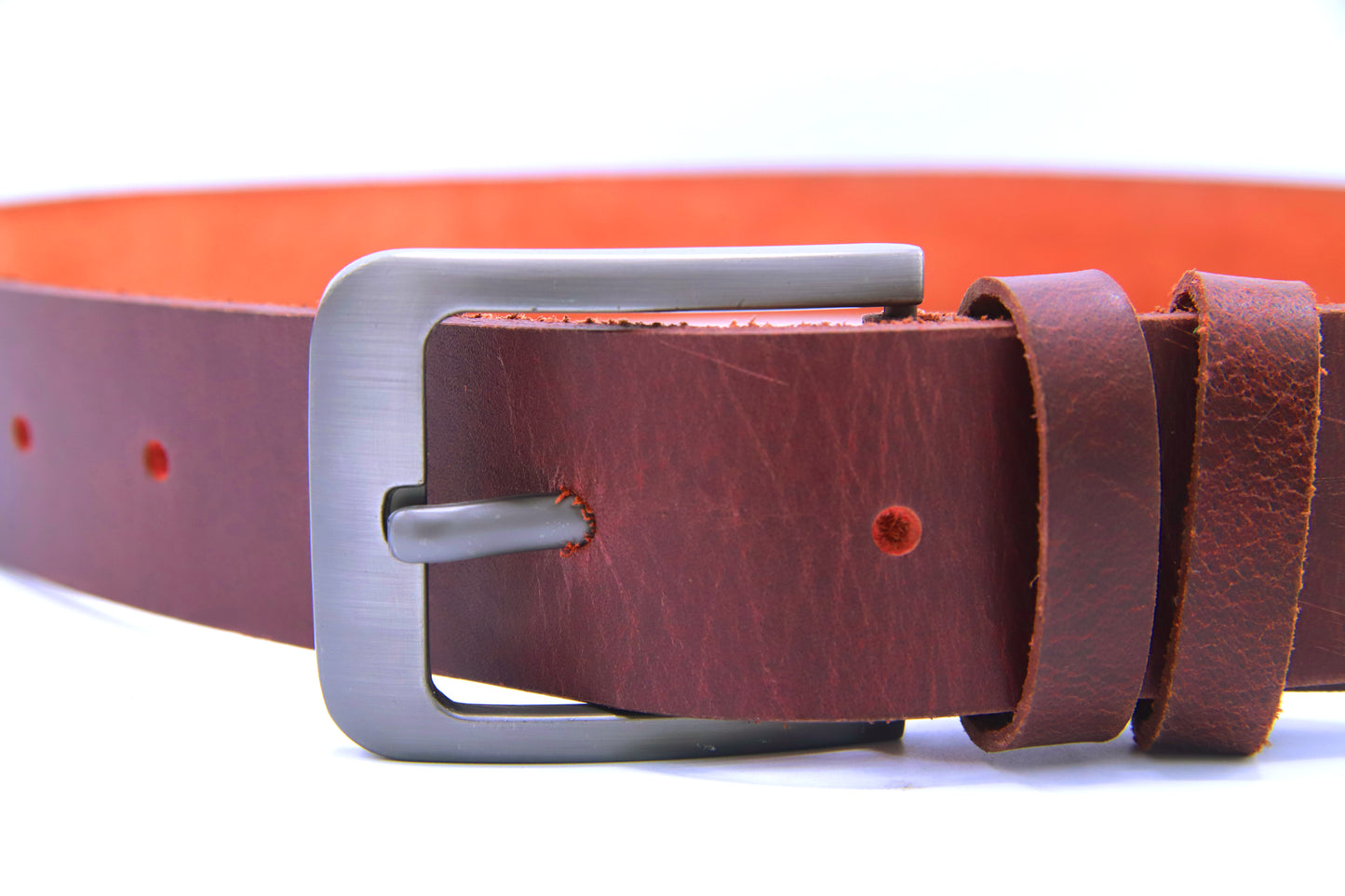 BAHAWALPUR BELT Genuine Vintage Leather Belt in One Piece - Vintage Burgundy