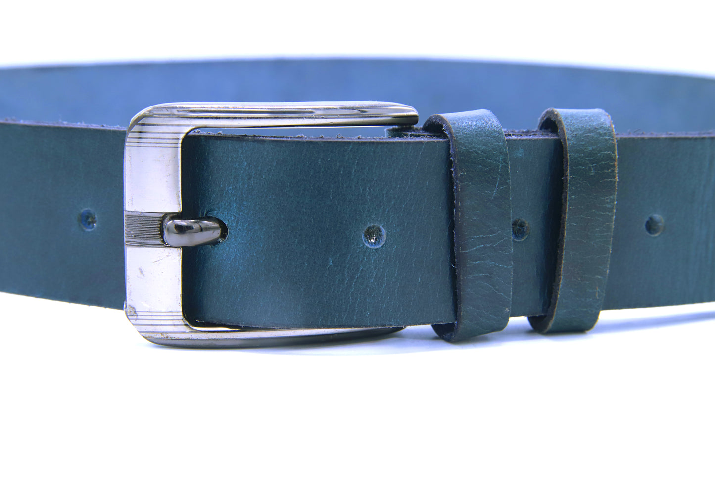 MIANWALI BELT Genuine Vintage Leather Belt in One Piece - Vintage Blue