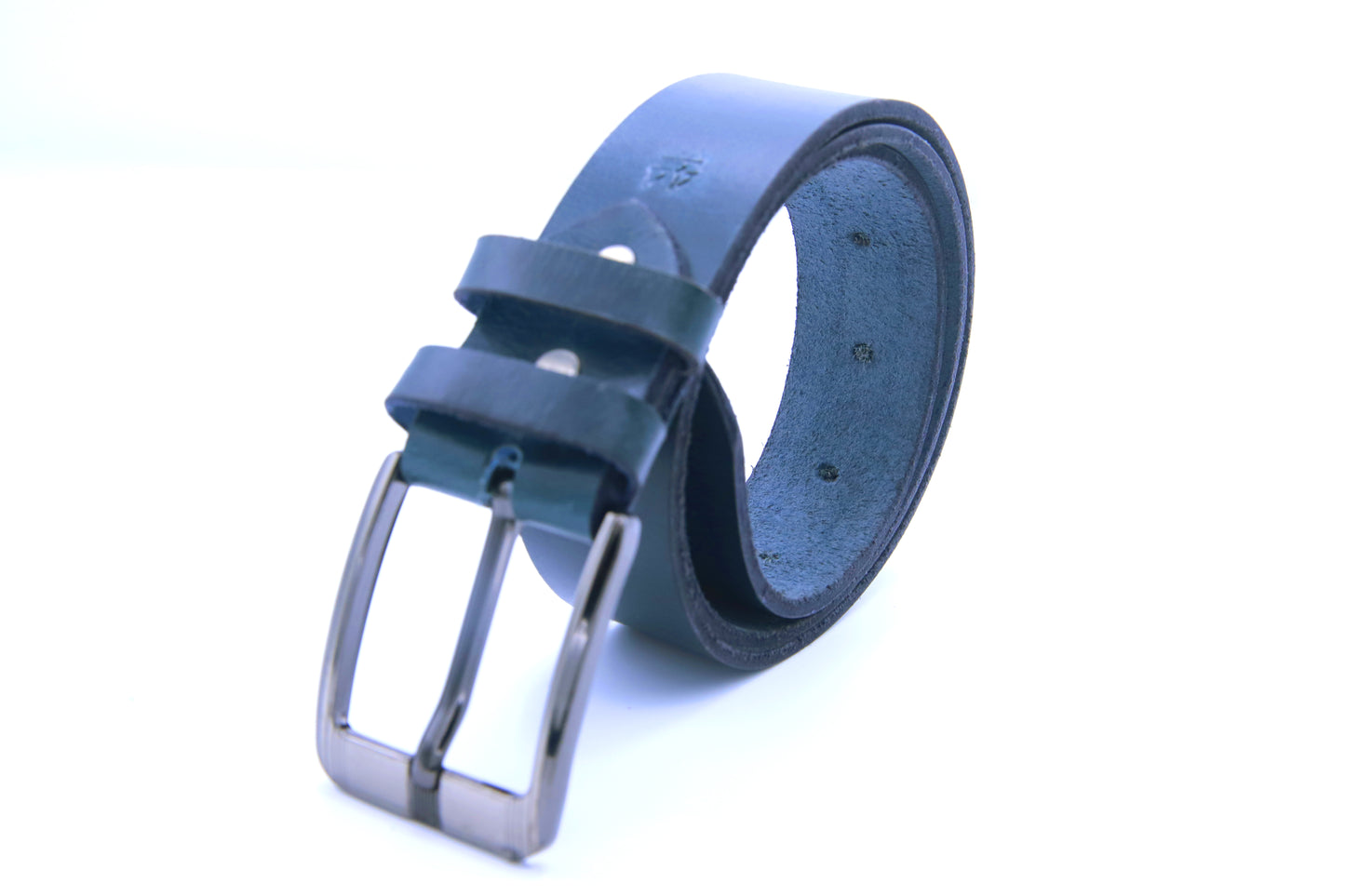 MIANWALI BELT Genuine Vintage Leather Belt in One Piece - Vintage Blue