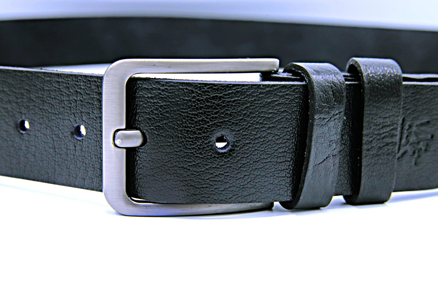DUNYAPUR BELT Genuine Natural Milled Leather Belt in One Piece - Jet Black