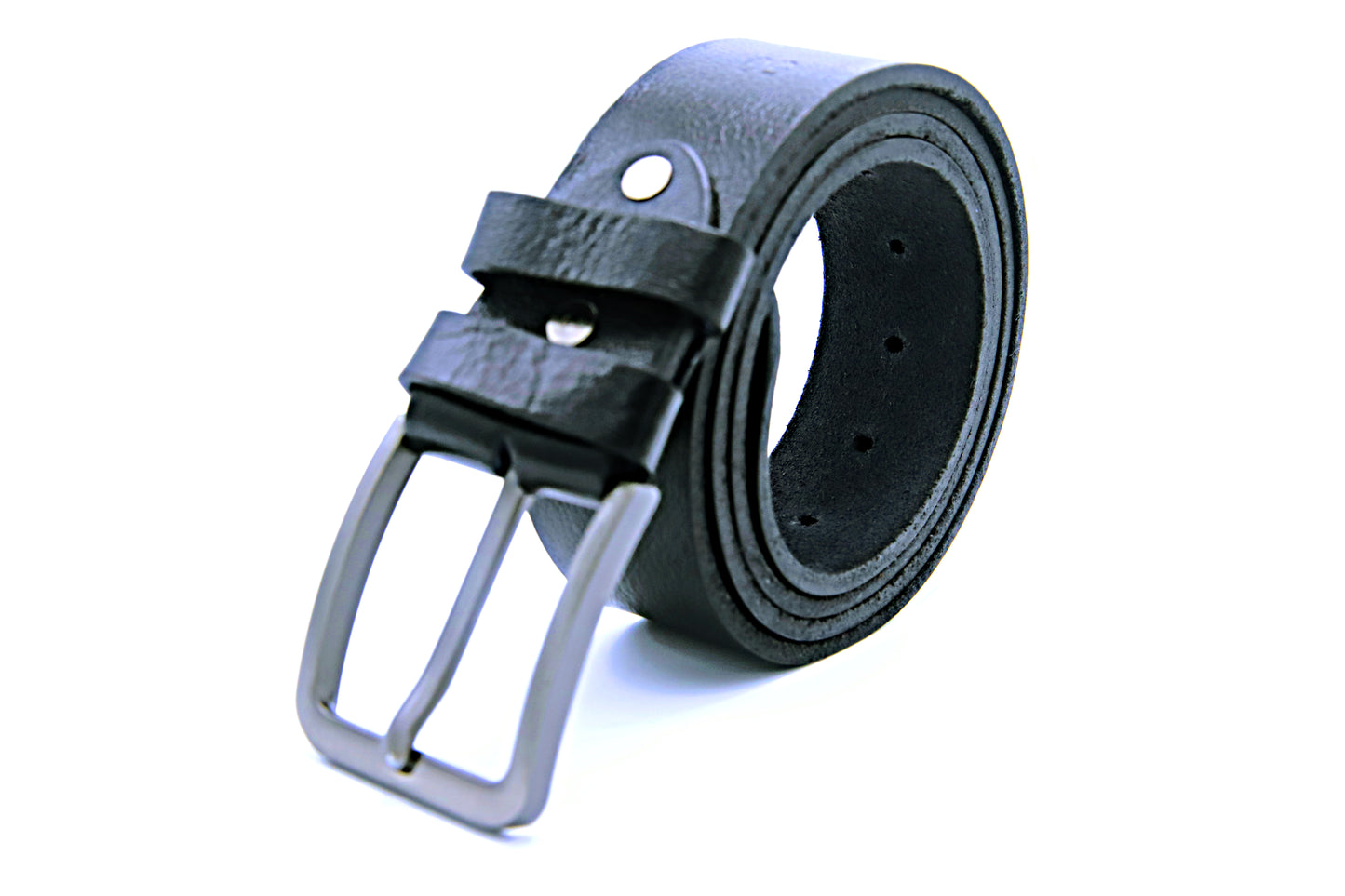 DUNYAPUR BELT Genuine Natural Milled Leather Belt in One Piece - Jet Black