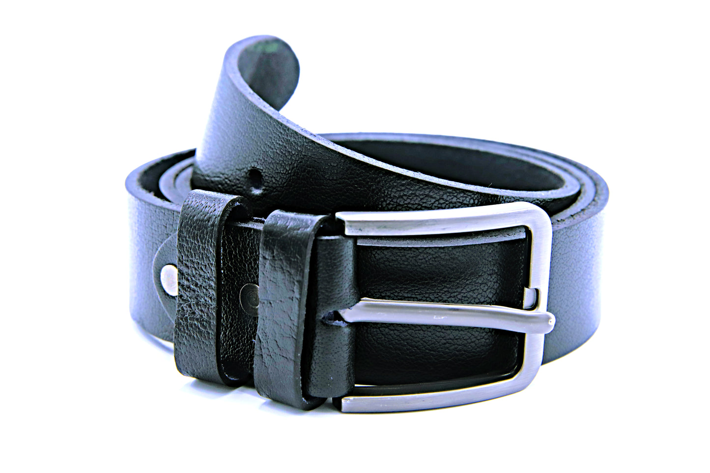 DUNYAPUR BELT Genuine Natural Milled Leather Belt in One Piece - Jet Black